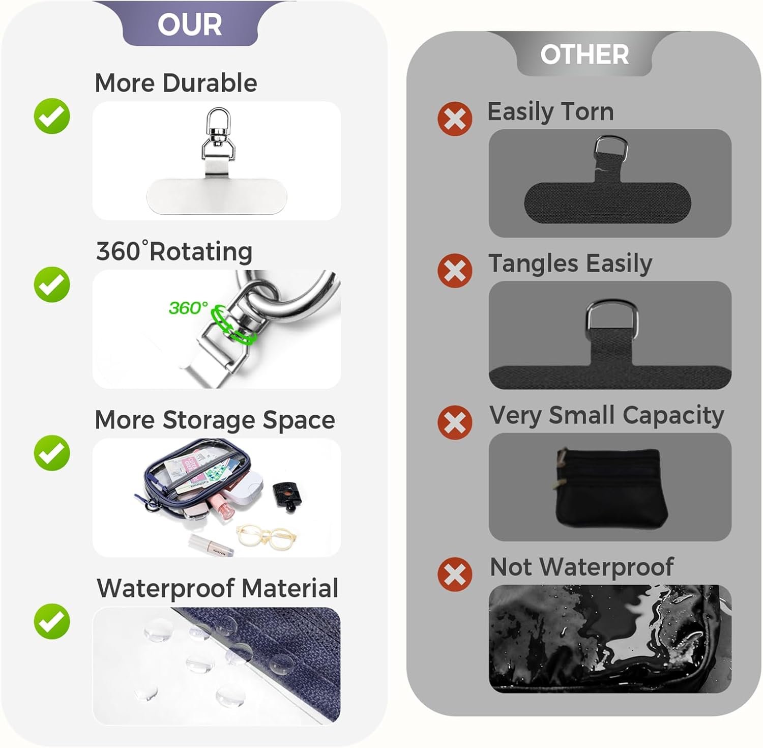 Private Label Crossbody Phone Lanyard Adjustable Detachable Strap with Wallet Clear Zipper Pouch Bag for Stadium Events Concerts Custom Logo Manufacturer