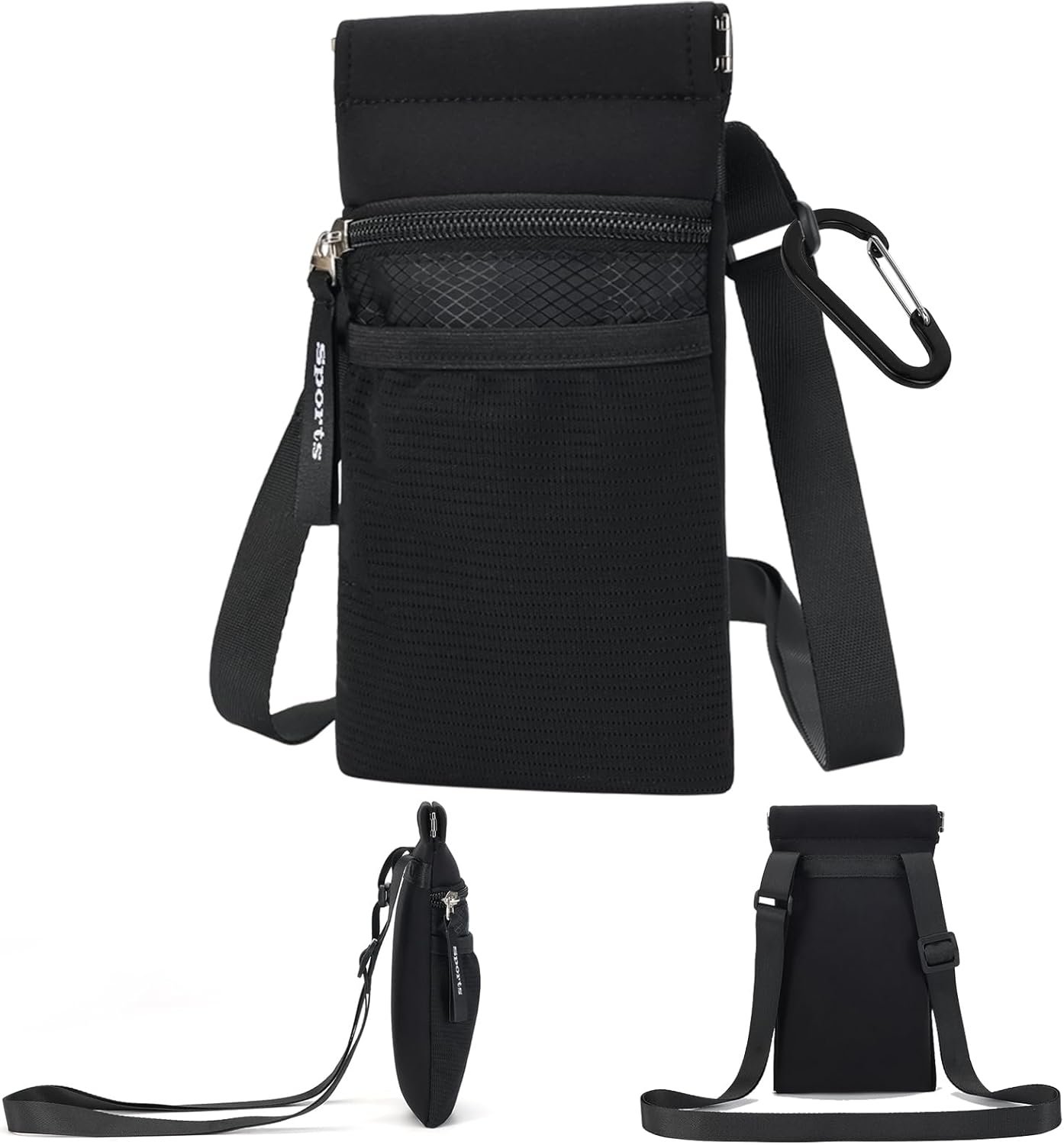 Private Label Crossbody Phone Purse with Water Bottle Holder Multi-Function Cell Phone Pouch Zipper Mesh Pockets Custom Logo Phone Holder for iPhone 17/16/15/14/13 Pro Max Plus Samsung Galaxy Black Manufacturer