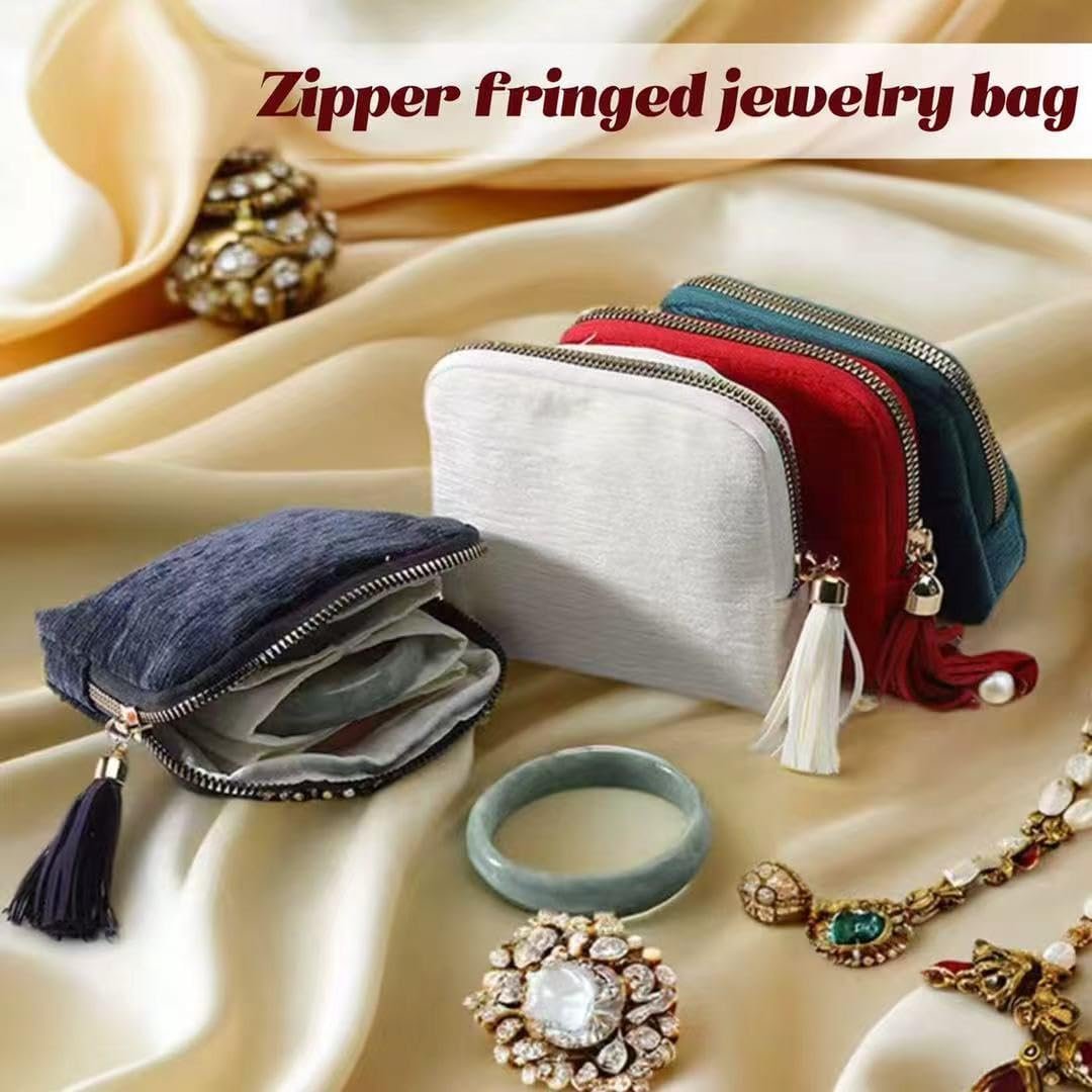 Custom Logo Small Travel Jewelry Case for Women - Manufacturer 5-Layer Velvet Zipper Organizer Pouch - Private Label Anti-Scratch Portable Bag for Bracelets Rings Earrings Necklaces (Ocean Blue)