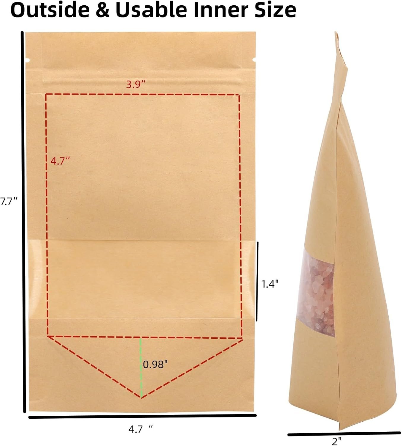 Private Label 100pcs Kraft Paper Treat Bags with Window Ziplock Stand Up Pouches Custom Logo for Food Cookies Snacks Manufacturer