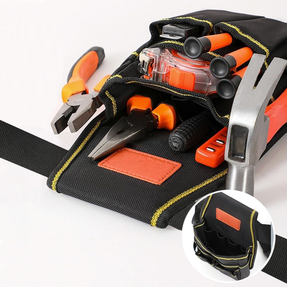 Private Label Small Tool Pouch with Belt Clip, Custom Logo Electrician Carpenter Construction Tool Belt for Men, Manufacturer Adjustable Utility 7 Pocket Organizer