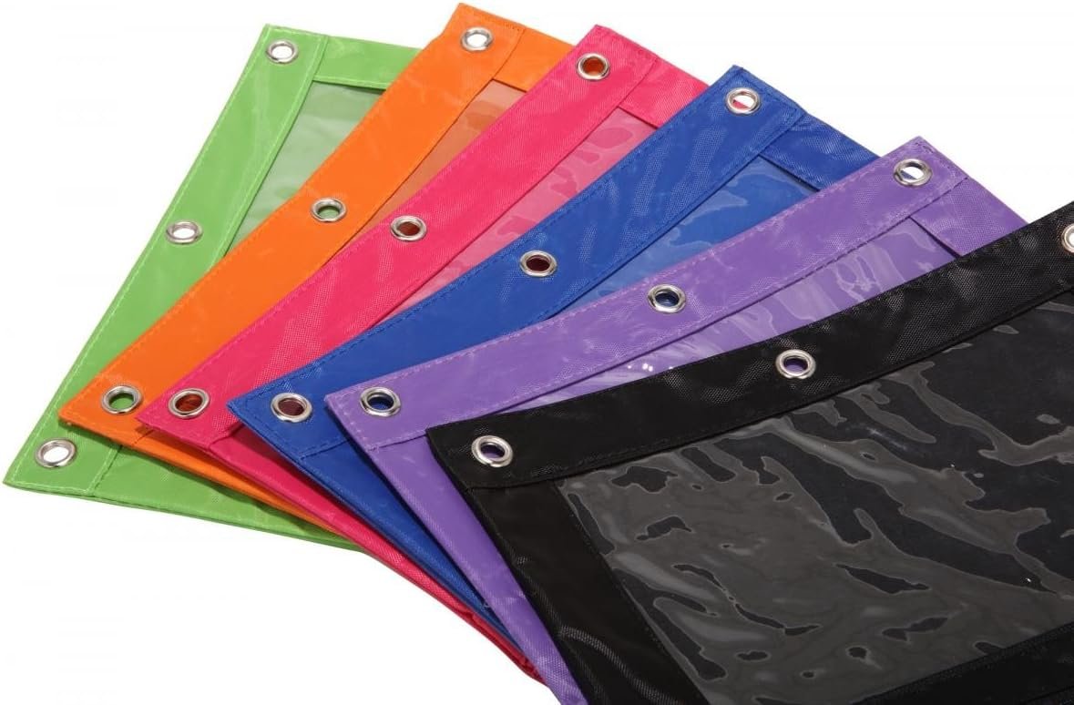 Custom Logo 3-Ring Pen and Pencil Pouch with Clear Window, Private Label Stationery Bag Binder Case Classroom Organizers Black Manufacturer