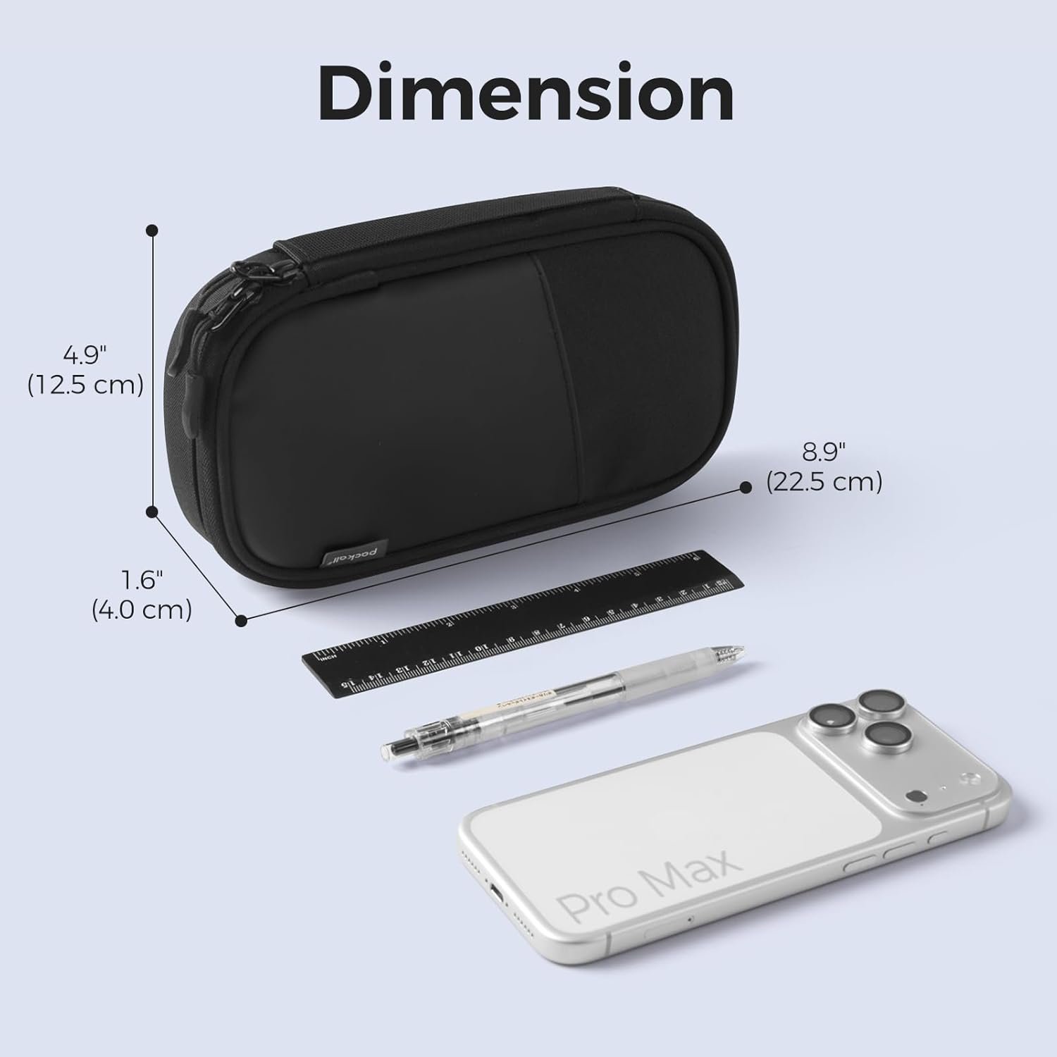 Custom Logo Large Pencil Pouch with Zipper, Private Label Portable Stationery Makeup Bag Holder for Home Office Manufacturer (Black)