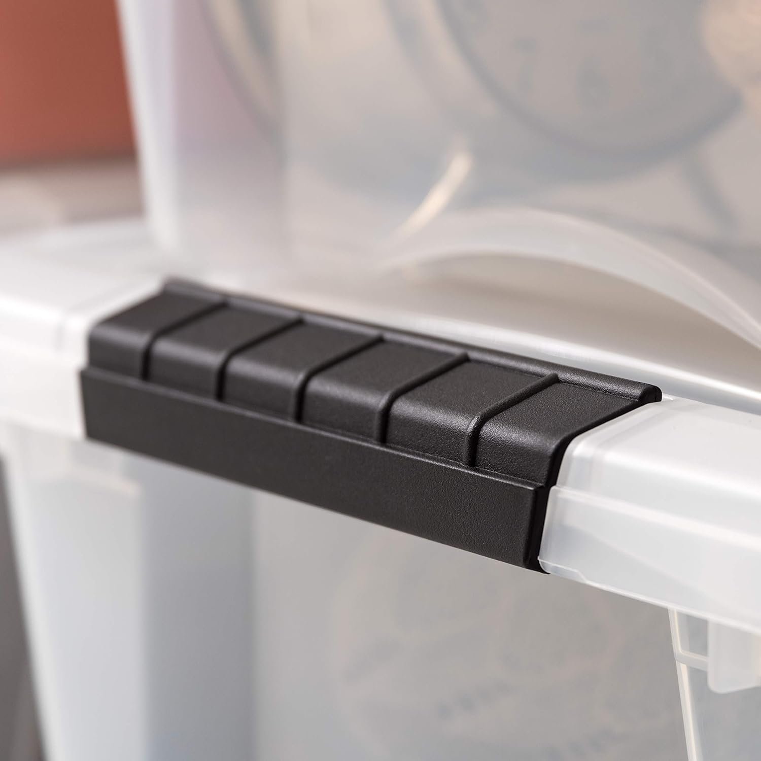 Private Label 19 QT Clear Plastic Storage Box with Lid and Latches - 6 Pack from Manufacturer - BPA-Free See-Through Durable Nestable Stackable Containers Secure Pull Handle Custom Logo