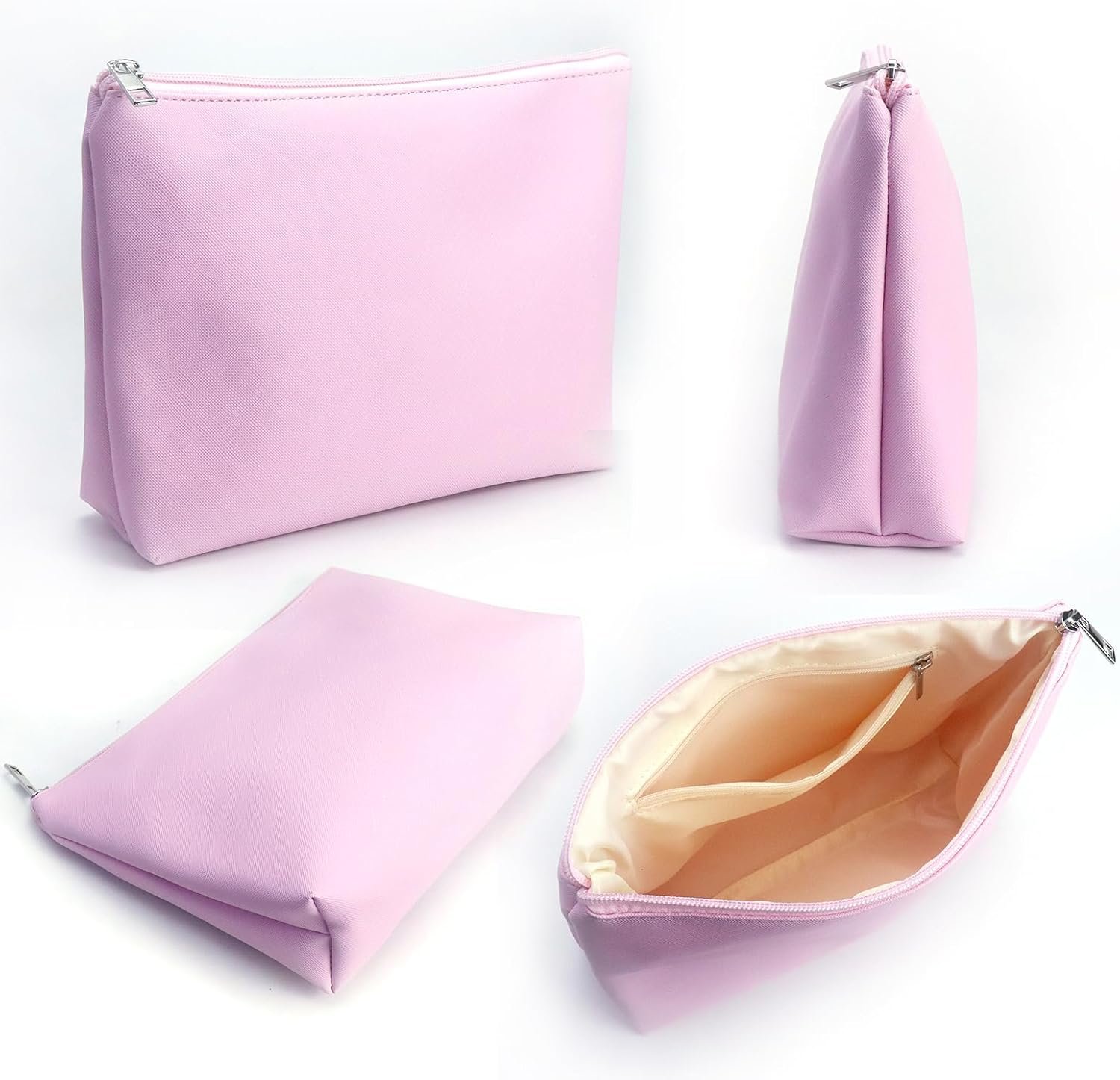 Private Label 3-Piece Large Travel Makeup Bags Set Custom Logo Toiletry Organizer Multi-Size Cosmetic Bags with Zipper Pink Manufacturer