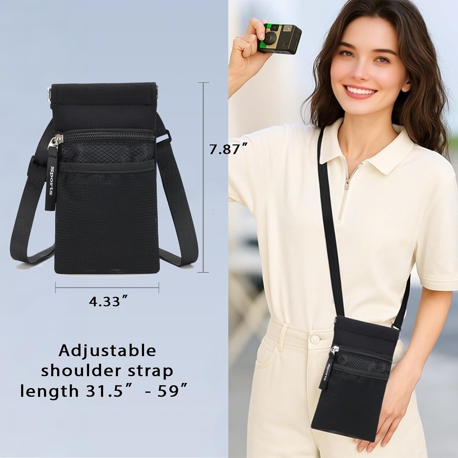 Private Label Crossbody Phone Purse with Water Bottle Holder Multi-Function Cell Phone Pouch Zipper Mesh Pockets Custom Logo Phone Holder for iPhone 17/16/15/14/13 Pro Max Plus Samsung Galaxy Black Manufacturer