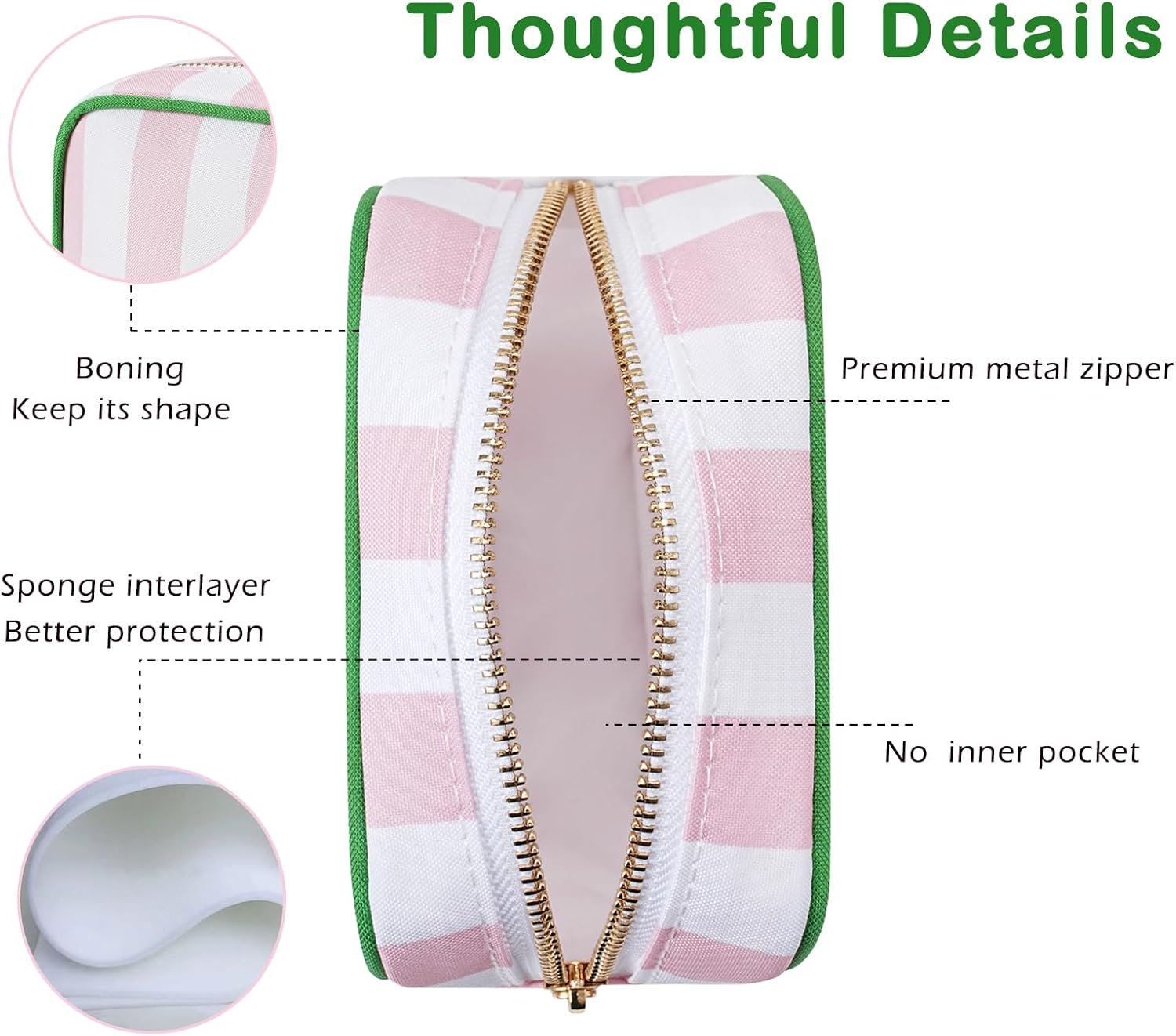 Private Label Small Stripe Mini Makeup Bag with Zipper for Purse, Custom Logo Key Pocket Lipstick Holder Card Data Cable Organizer Cosmetics Pouch Pink Stripes Manufacturer