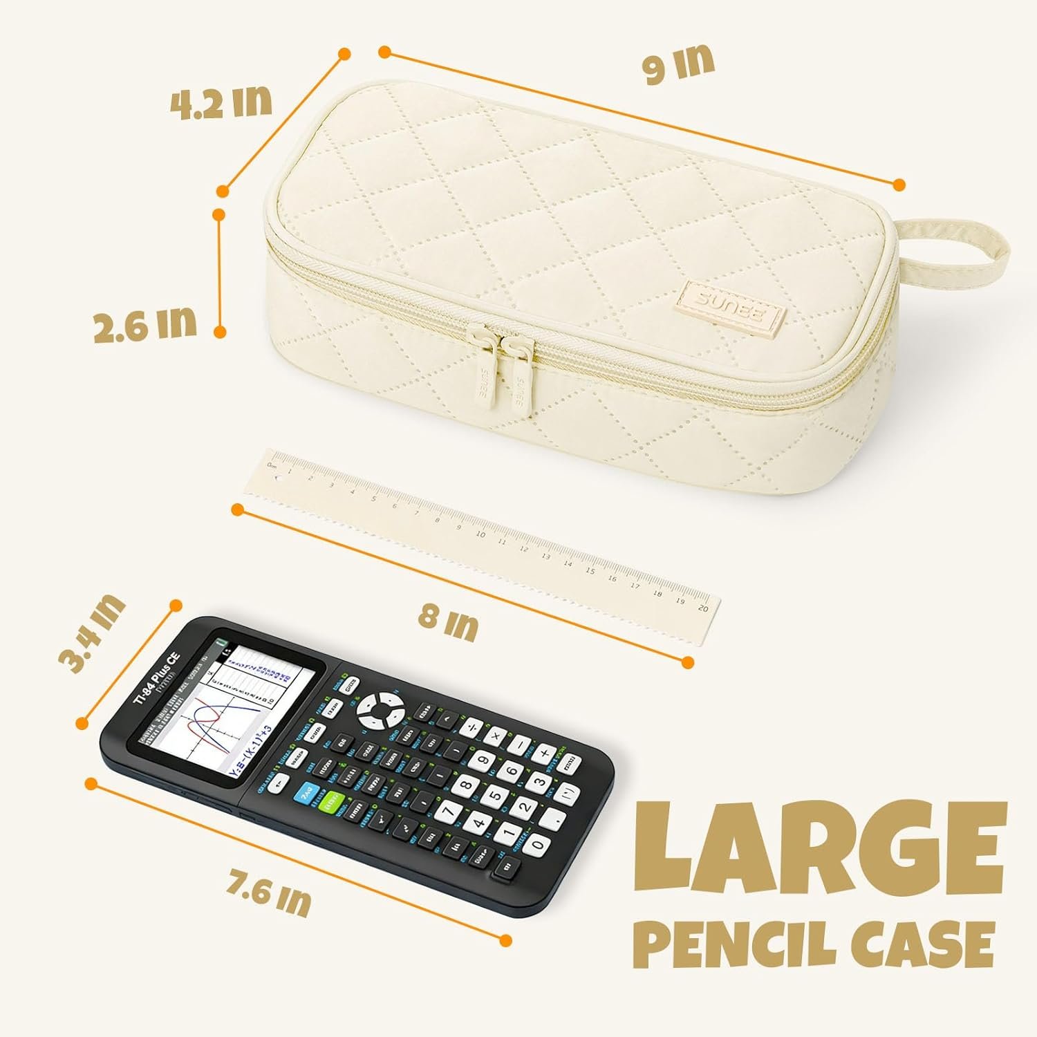 Custom Logo Cute Pencil Case Large Capacity Pencil Pouch Aesthetic Zipper Pencil Bag Private Label Big Storage Pen Organizer Soft Quilted Pencil Box Back to School Supplies for Teen Girls Boys Cream Manufacturer