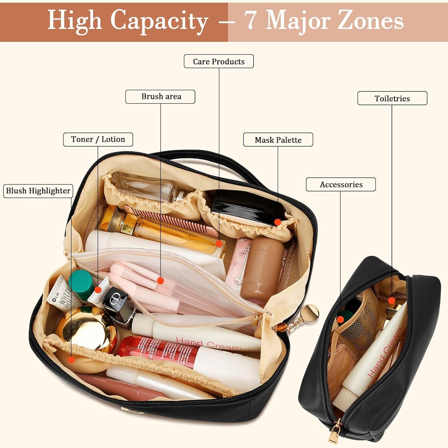 Private Label Birthday Gifts for Women Teen Girls, Custom Logo Personalized Initial Makeup Organizer Bag Set, Open Flat Travel Cosmetic Bag With Clear Divider and Handle Manufacturer (Black,A)