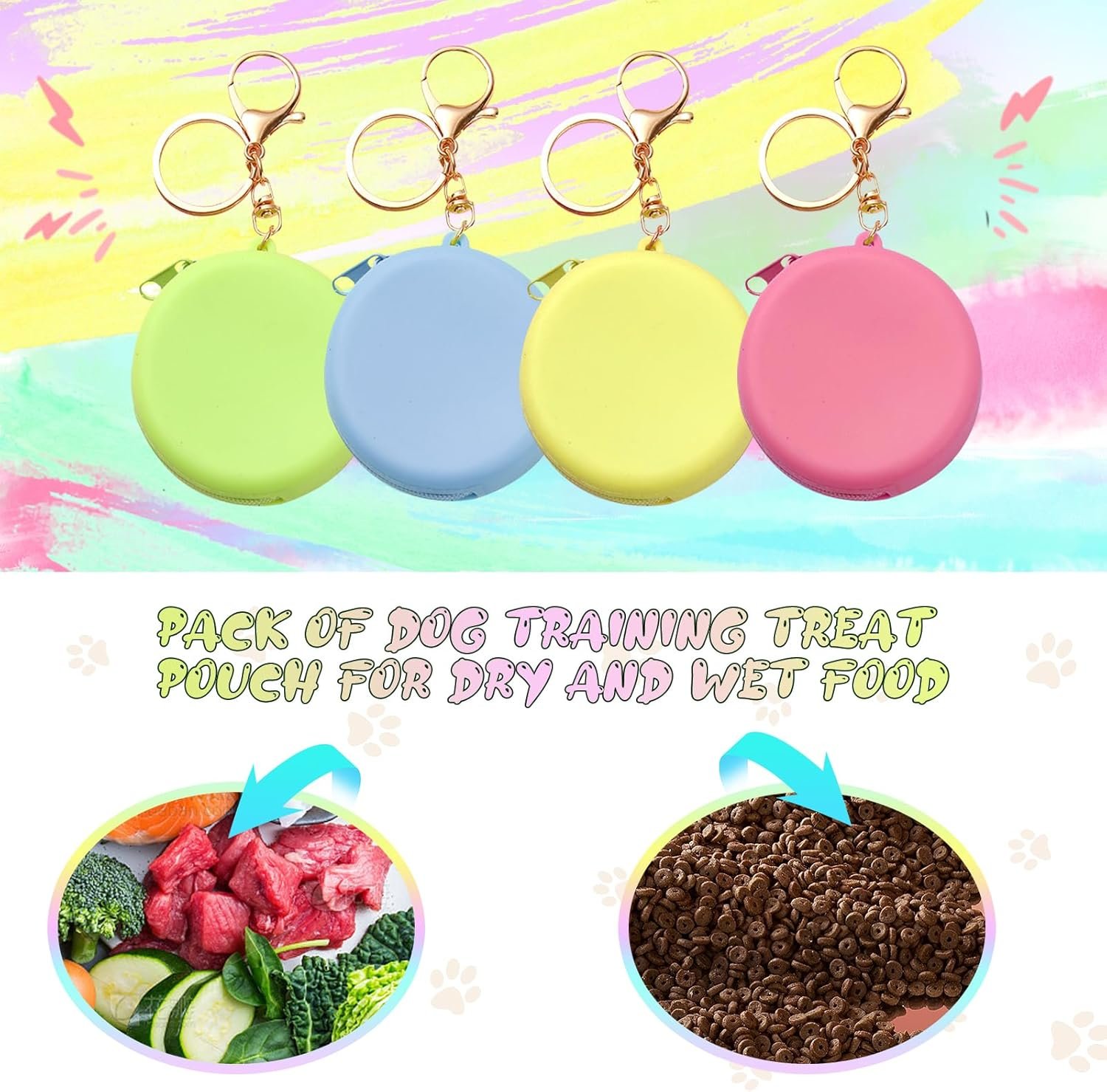 Private Label 4PCS Custom Logo Silicone Dog Treat Pouch Small Pocket-Sized Pet Training Bag Zipper Design Unscented Reusable Portable Travel Walking Manufacturer