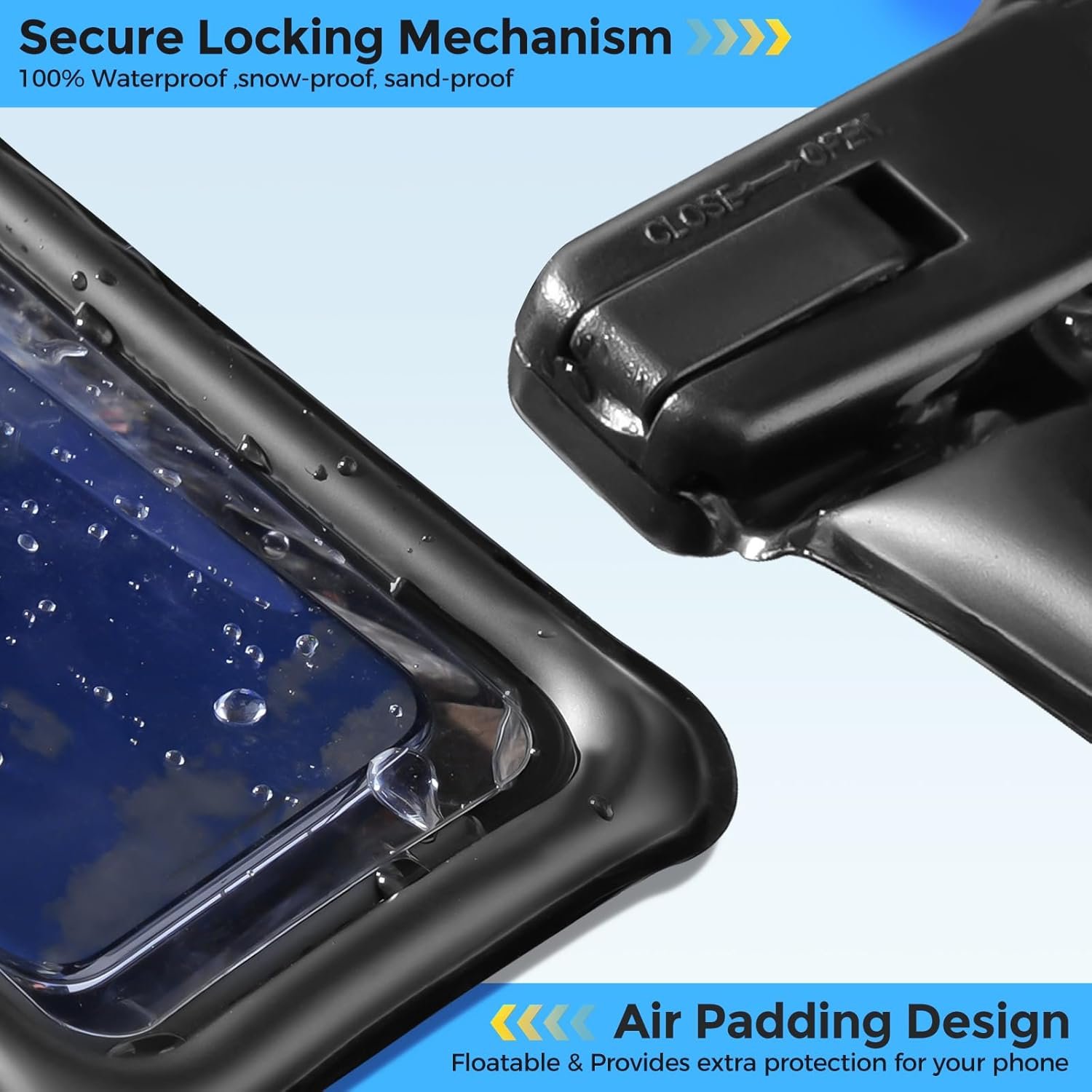 Private Label 2 Pack Floating Waterproof Phone Pouch IPX8 Universal Dry Bag with Custom Logo Fits iPhone 17/16/15/14/13 Series Galaxy S24/S23/S22 Pixel 8/7 (Up to 7”) Touchscreen Underwater Snow Protection Manufacturer Black
