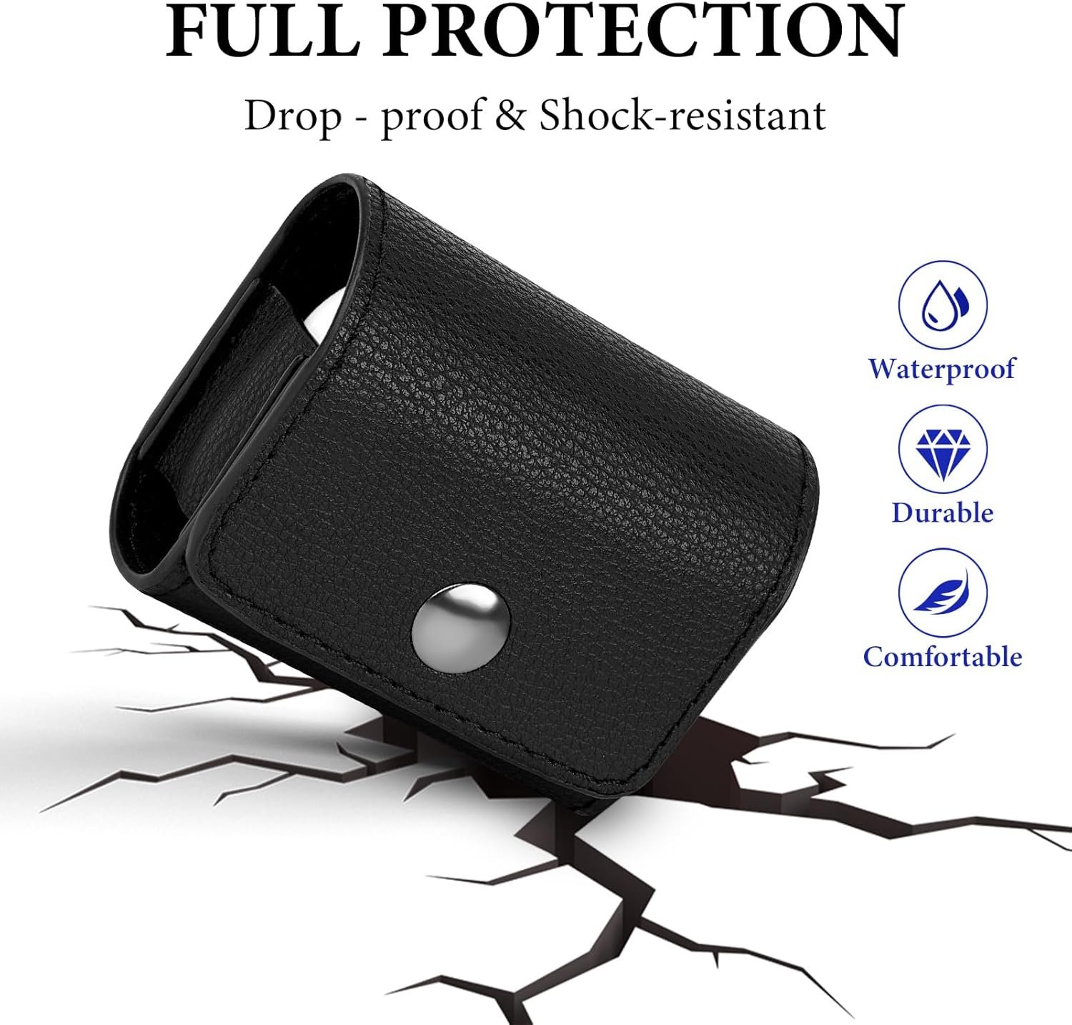 Custom Logo Belt Clip Leather Protective Case Compatible with Apple AirPods Pro 3/2 AirPods 4 Manufacturer Holster Pouch with Belt Loop for Bag Strap Travel Private Label Black