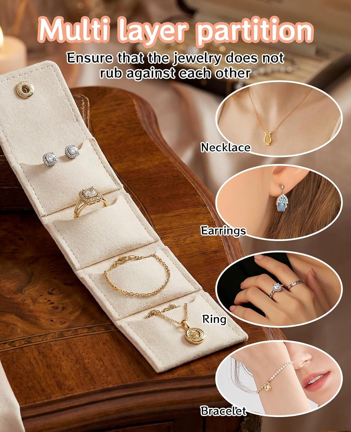 Custom Logo 9 Pcs Mini Travel Jewelry Bag Private Label Foldable Pouch Roll with Buckle for Rings Necklaces Earrings Manufacturer