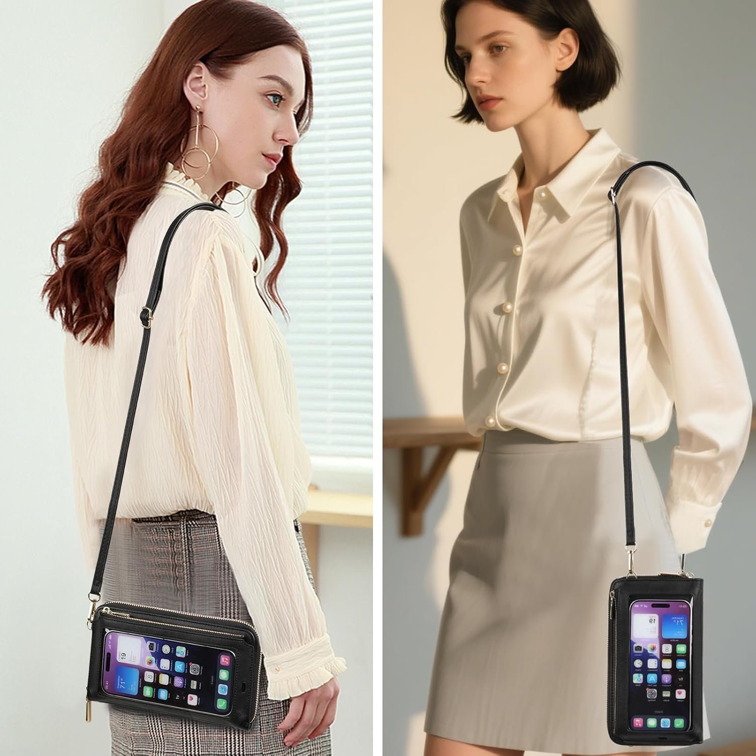 Custom Logo Phone Purse Crossbody Bags for Women Private Label Small Travel Wallet Touch Screen RFID Blocking Manufacturer