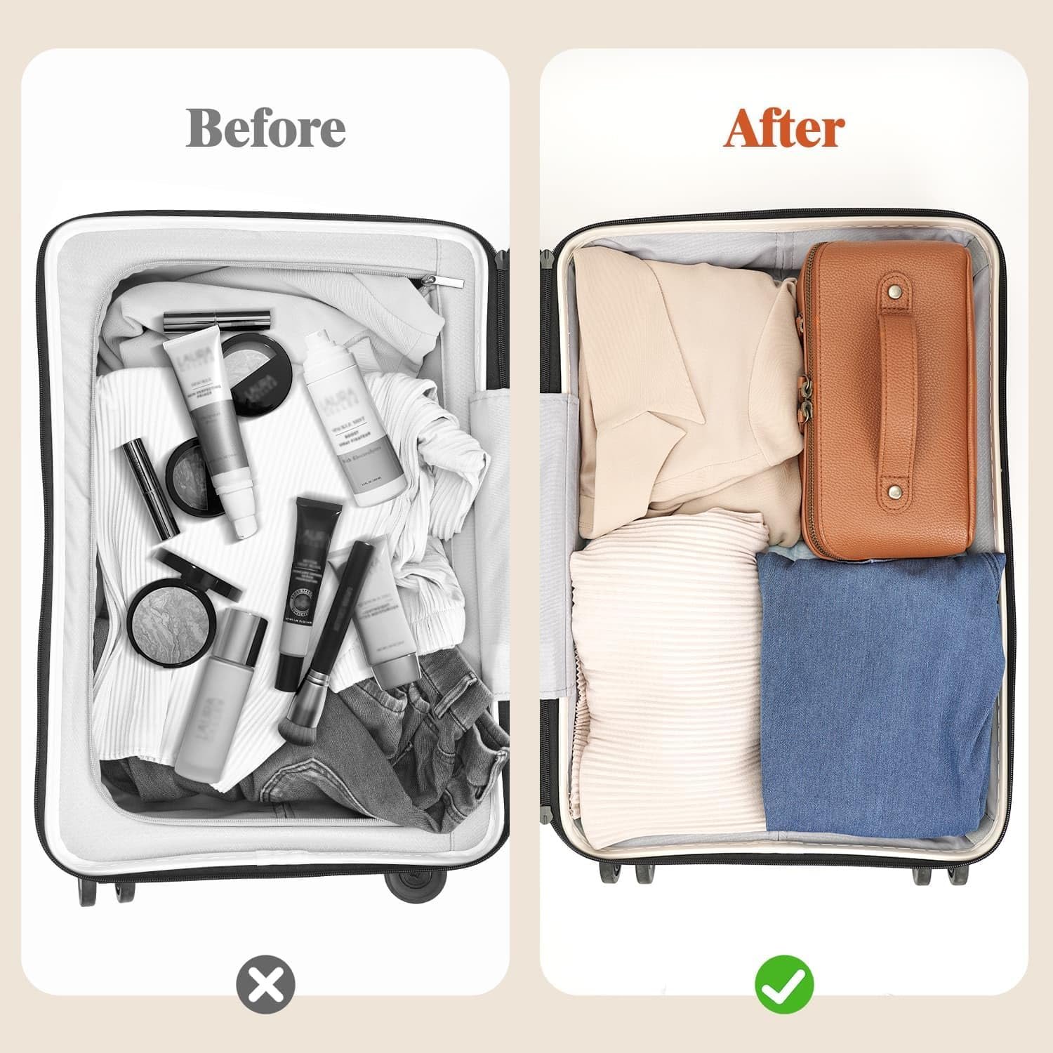 Custom Logo Waterproof Vegan Leather 3 Pcs Travel Makeup Bag Set with Compartments & Handle Private Label Large Brown Toiletry Organizer Manufacturer Custom Logo Waterproof Vegan Leather 3 Pcs Travel Makeup Bag Set with Compartments & Handle Private Label Large Brown Toiletry Organizer Manufacturer