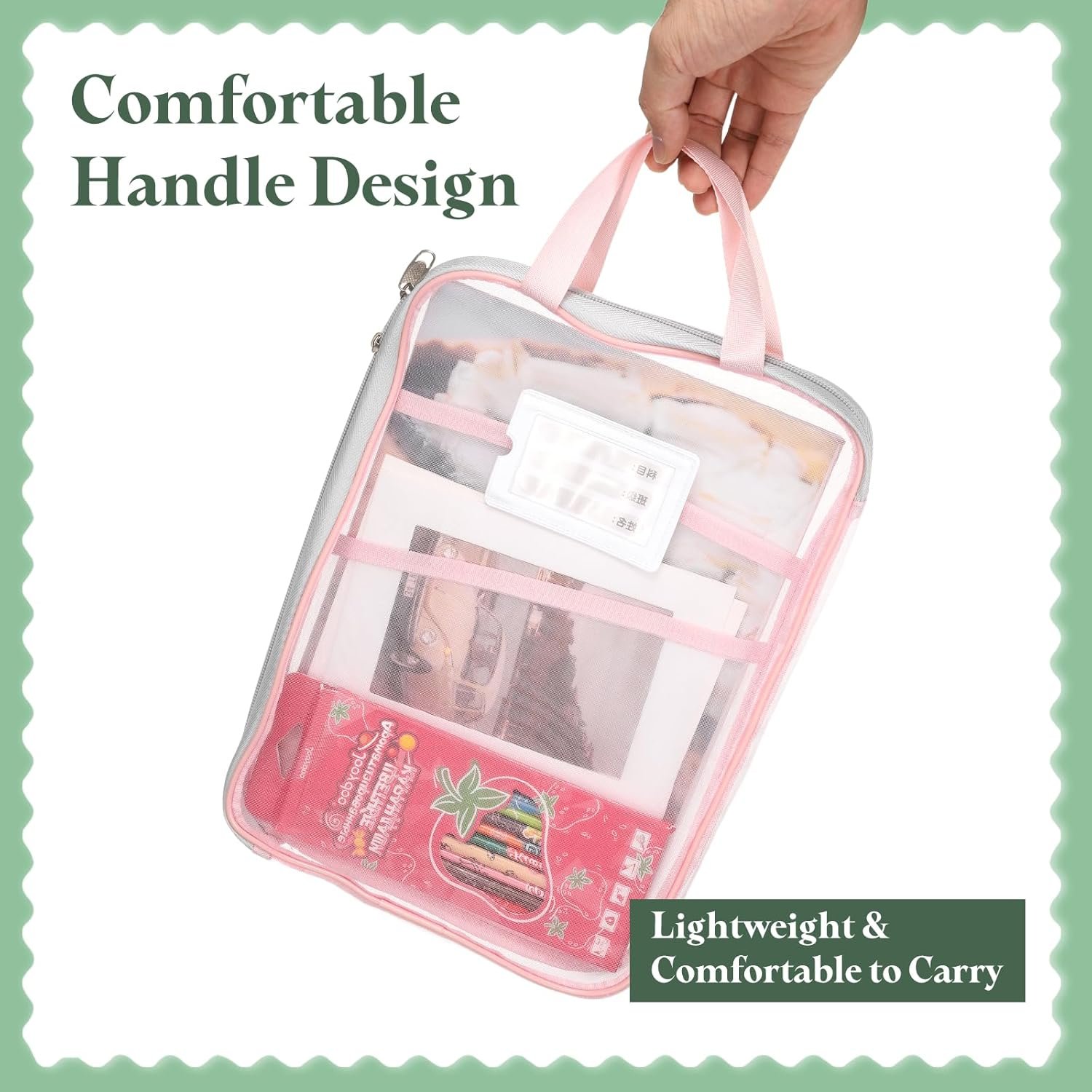 Private Label Mesh Zipper Pouch Manufacturer 12.4x9.3 Transparent Multi-Layer A4 Document Organizer with Handle Support Rod for Office Home Educational Custom Logo Green Private Label Mesh Zipper Pouch Manufacturer 12.4x9.3 Transparent Multi-Layer A4 Document Organizer with Handle Support Rod for Office Home Educational Custom Logo Green