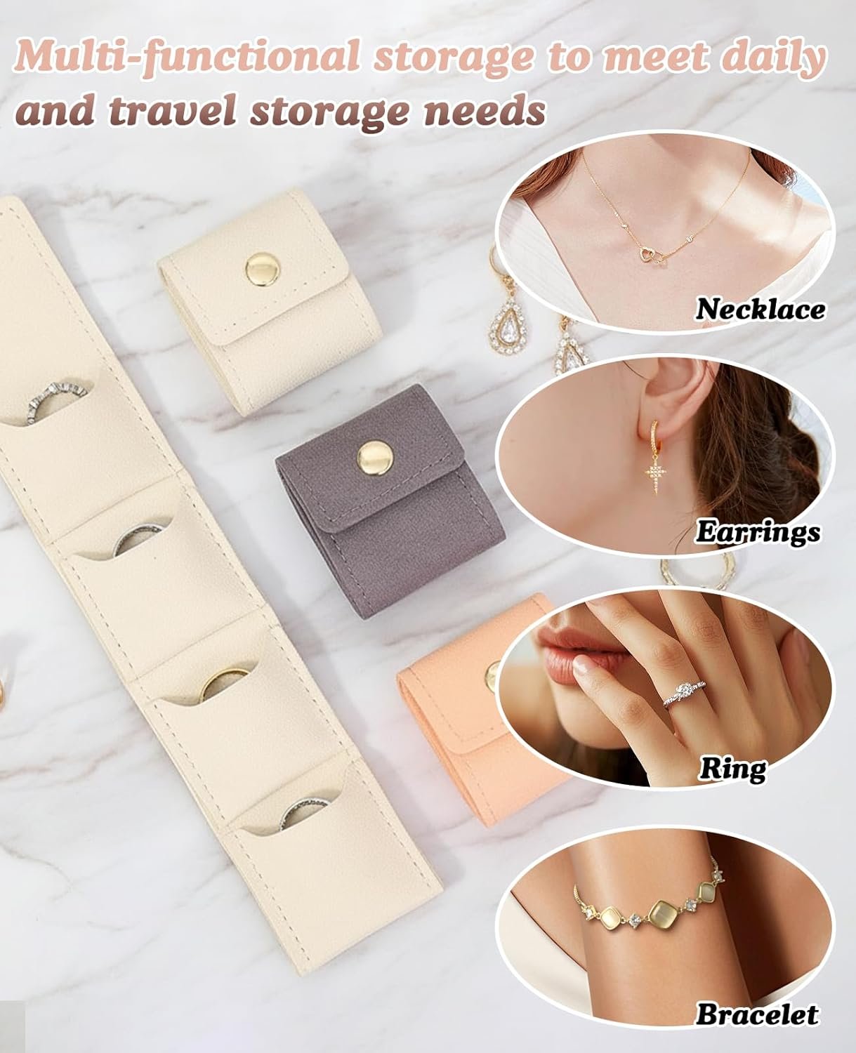 Private Label 6 Pack Mini Foldable Travel Jewelry Organizer Custom Logo Pouches for Earrings Rings Necklaces Manufacturer
