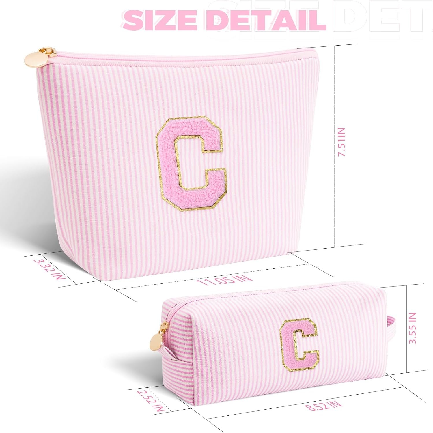 Private Label Birthday Gift Preppy Makeup Bag - Custom Logo Personalized Cute Pouch for Women Girlfriend Bridesmaid Wife Mom - Pink Travel Cosmetic Bag Manufacturer