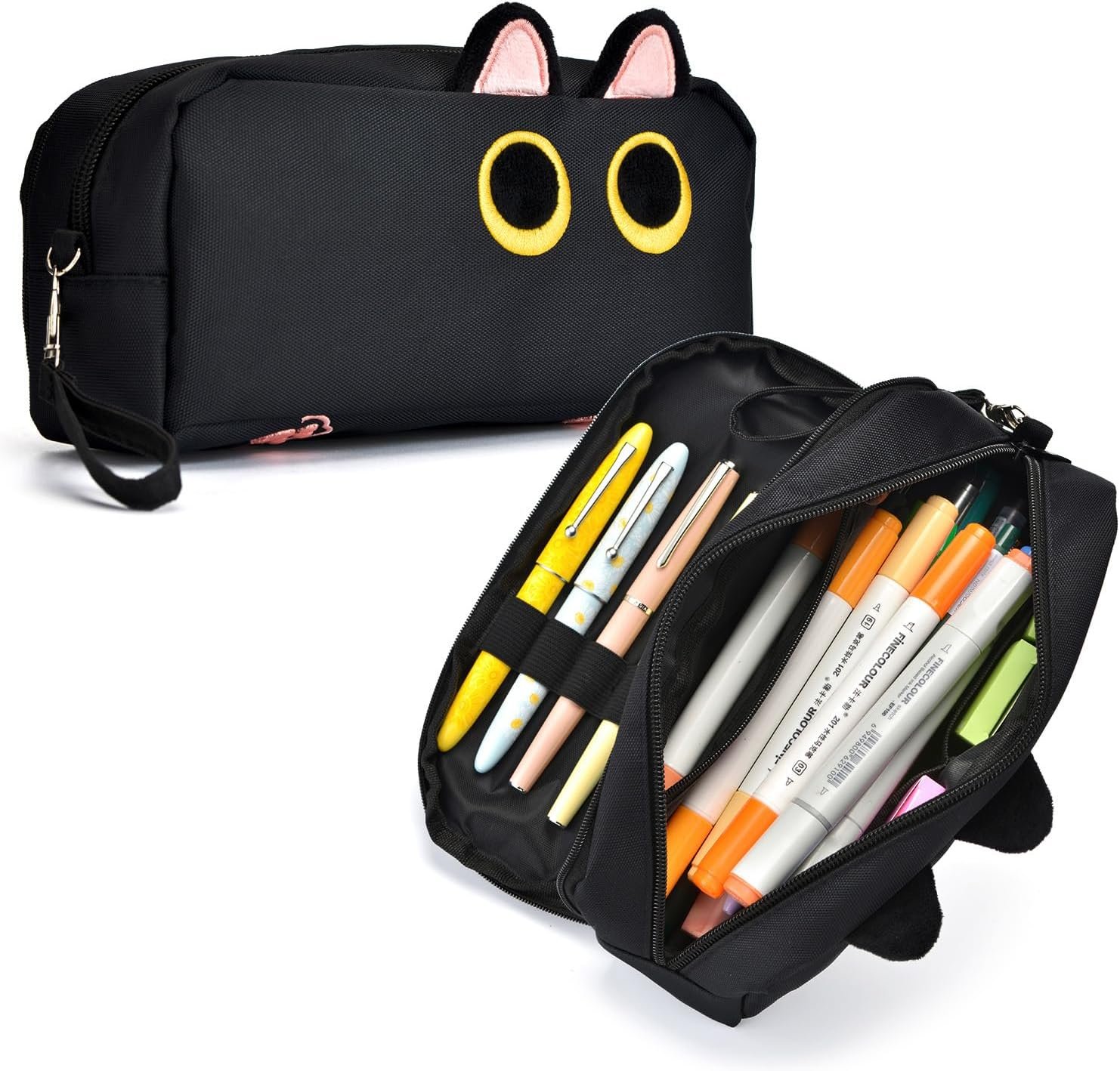 Private Label Large Capacity 3D Cat Pencil Case Custom Logo Pen Bag Pouch Organizer Supplier for Office College School