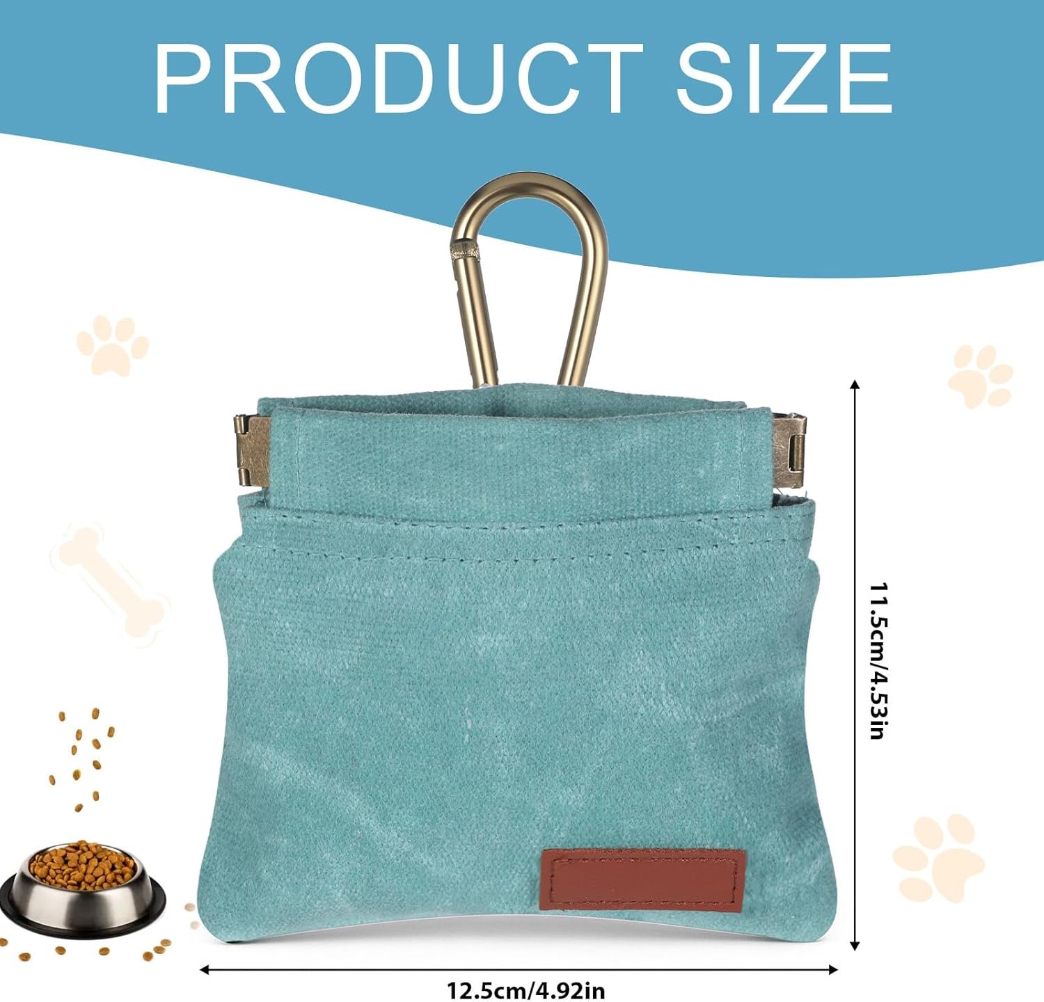 Private Label Hands-Free Pocket-Sized Dog Treat Training Pouch Manufacturer Small Pet Reward Bag with Carabiner Auto-Closing Portable Pocket for Walking Travel Outdoor Use Custom Logo Blue