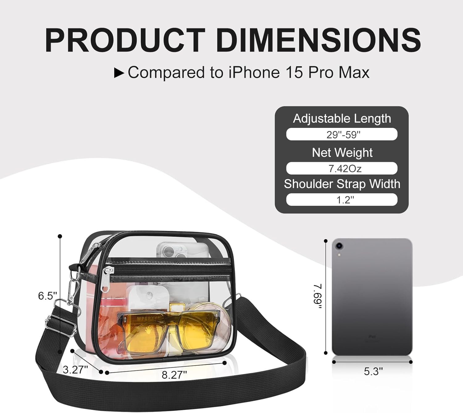 Private Label Clear Stadium Event Bags Sports Fan Handbags Purses with Adjustable Strap Custom Logo Manufacturer