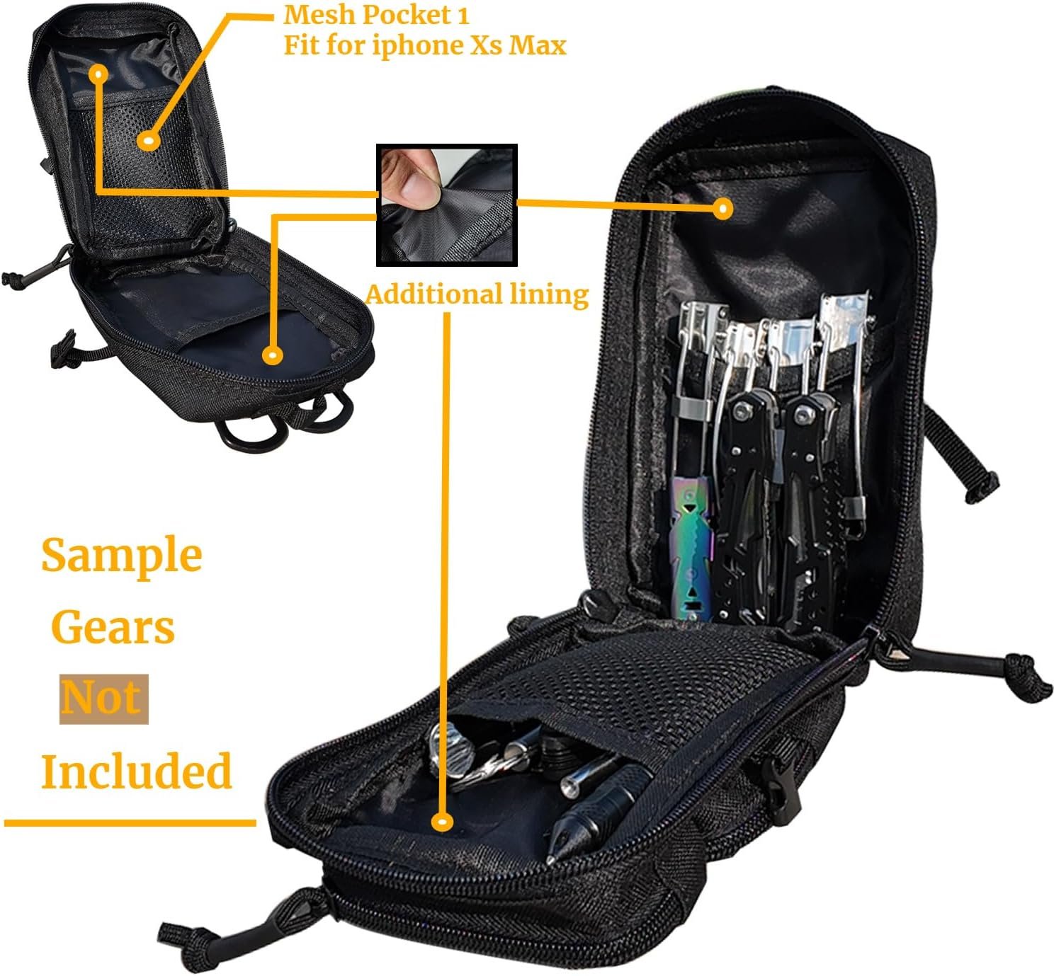 Custom Logo 2 Pack Tactical MOLLE Utility Pouches Mini Belt EDC Private Label Phone Pouch Outdoor Admin Tool Medical IFAK Pack with US Flag Patch Manufacturer