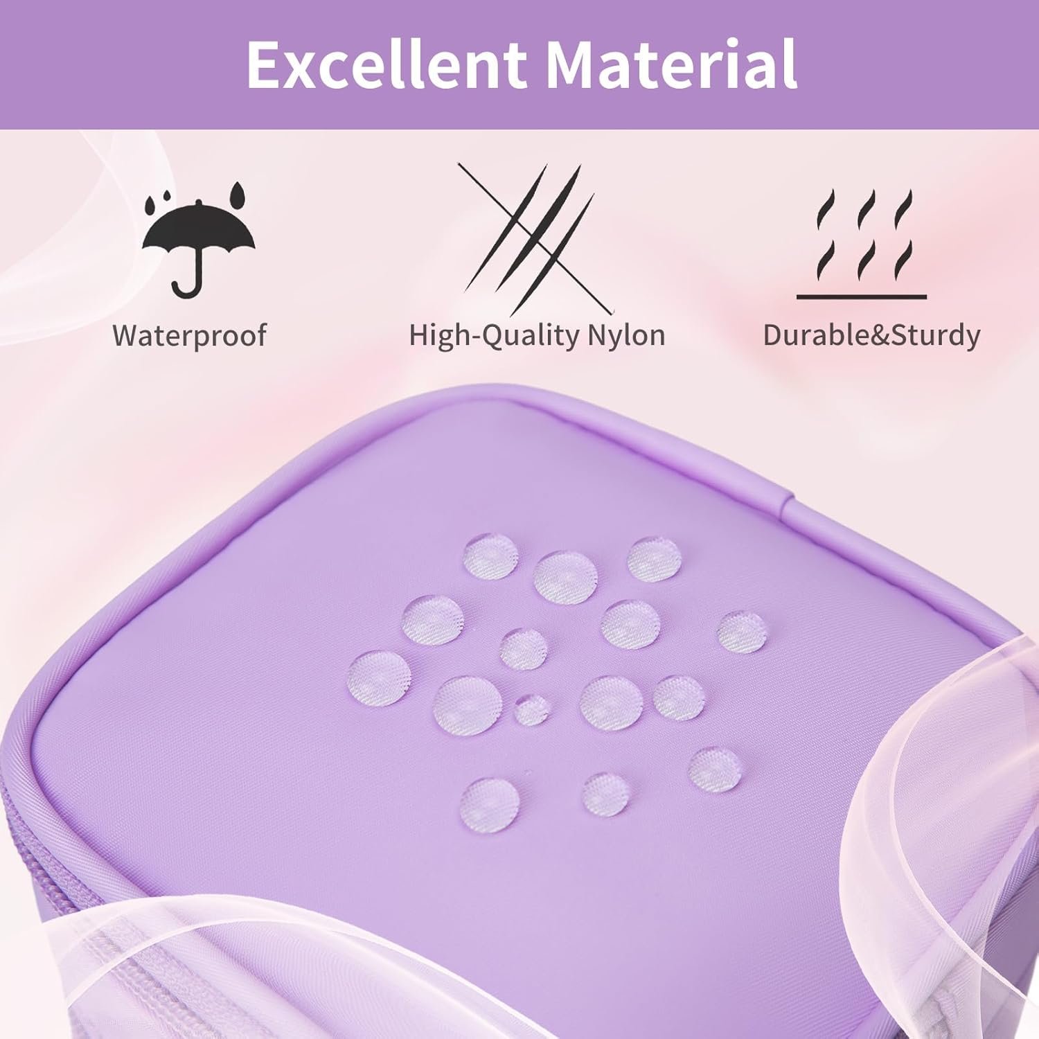 Custom Logo Small Makeup Pouch - Private Label Double Zipper Cute Cosmetic Travel Bag for Purse - Factory Mini Toiletry Bag (lilac)