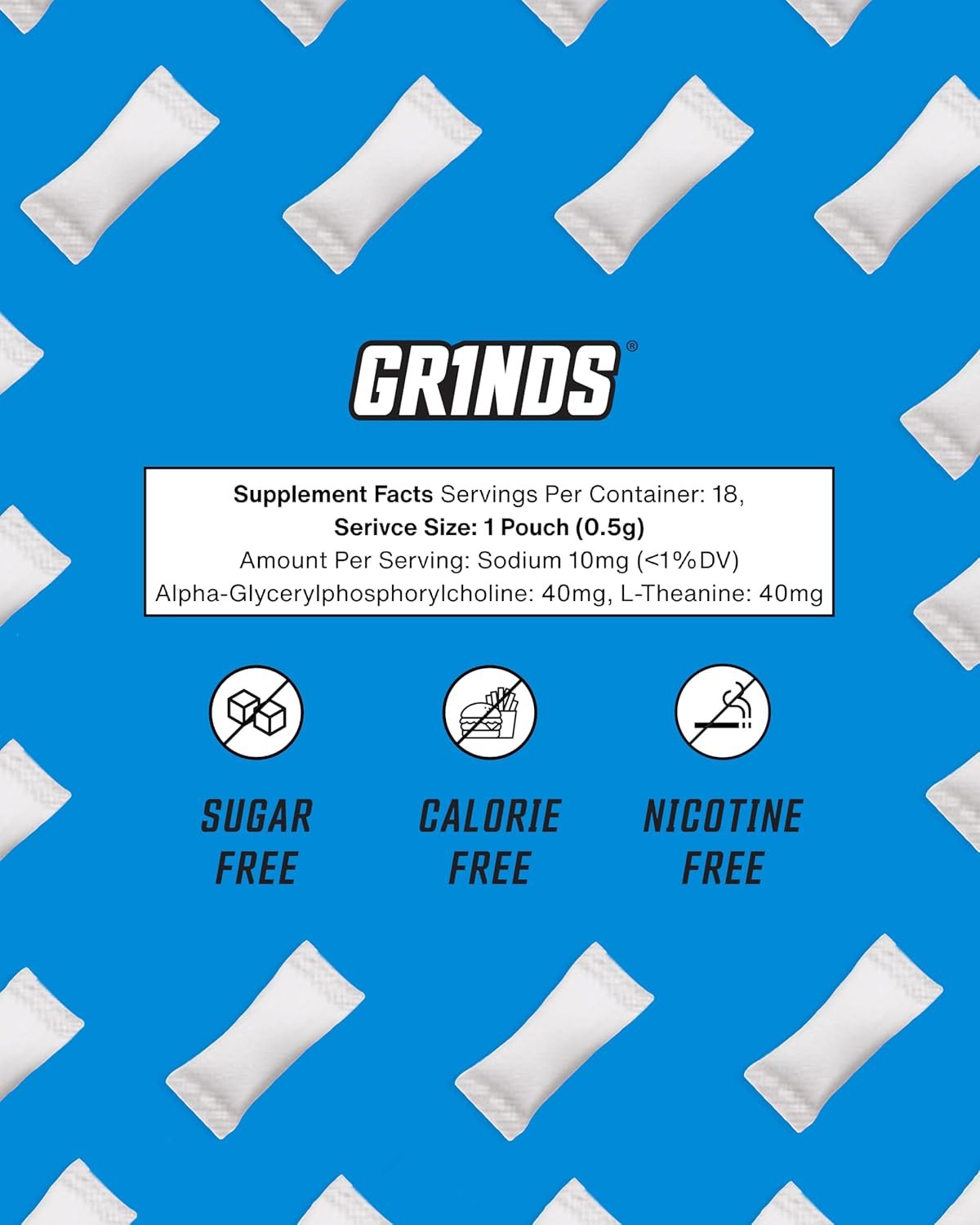 Custom Logo Focus Pouches Naturally Flavored with Nootropic Ingredients Alpha GPC and L-Theanine Private Label Nicotine-Free Sugar-Free 3 Pack 18 Pouches Per Can Blue Raspberry Manufacturer