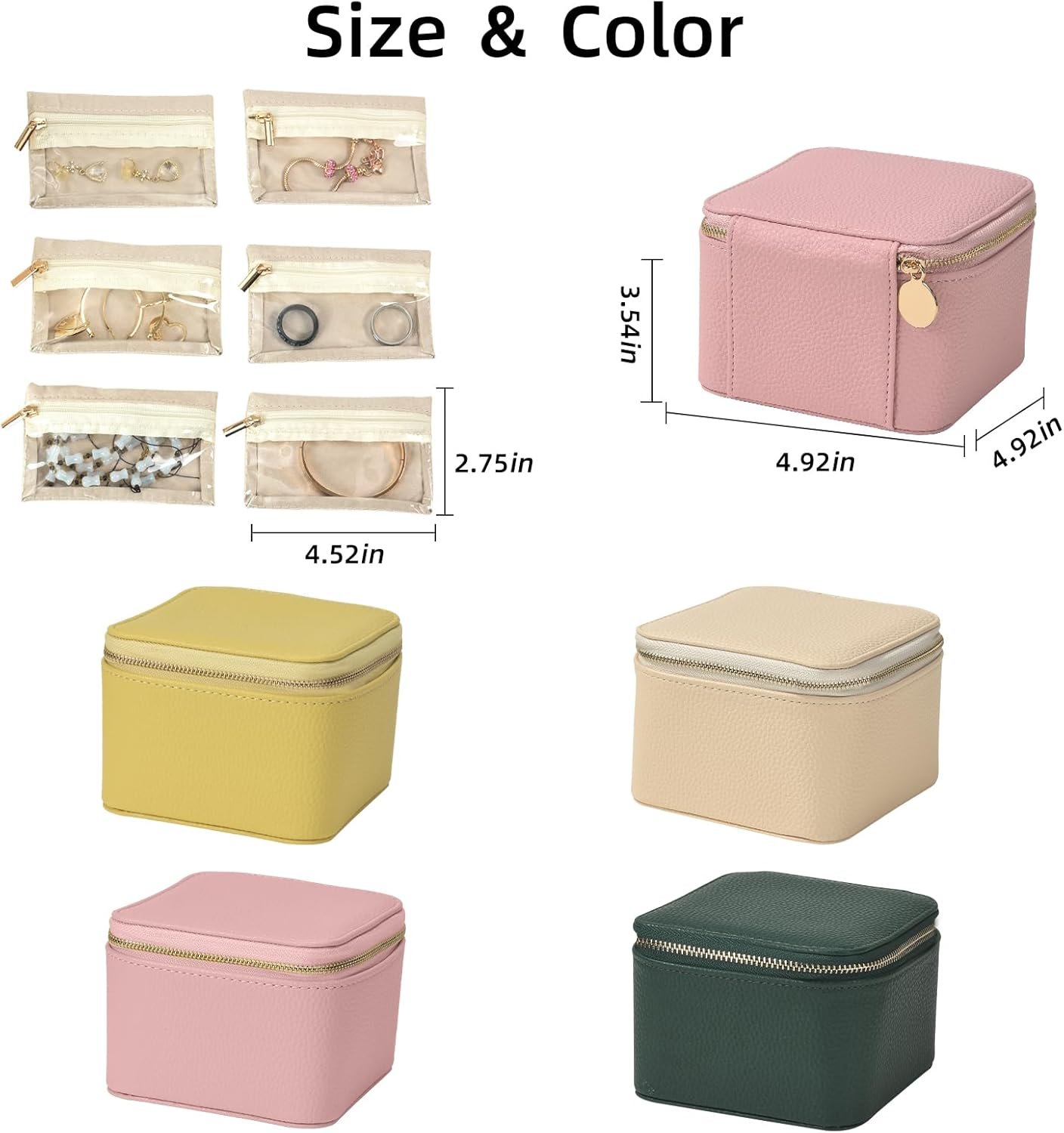 Custom Logo Travel Jewelry Organizer Private Label Box with 6 Velvet Zipped Pouches for Necklaces Rings Earrings Storage Gifts for Women and Girls Blush Manufacturer