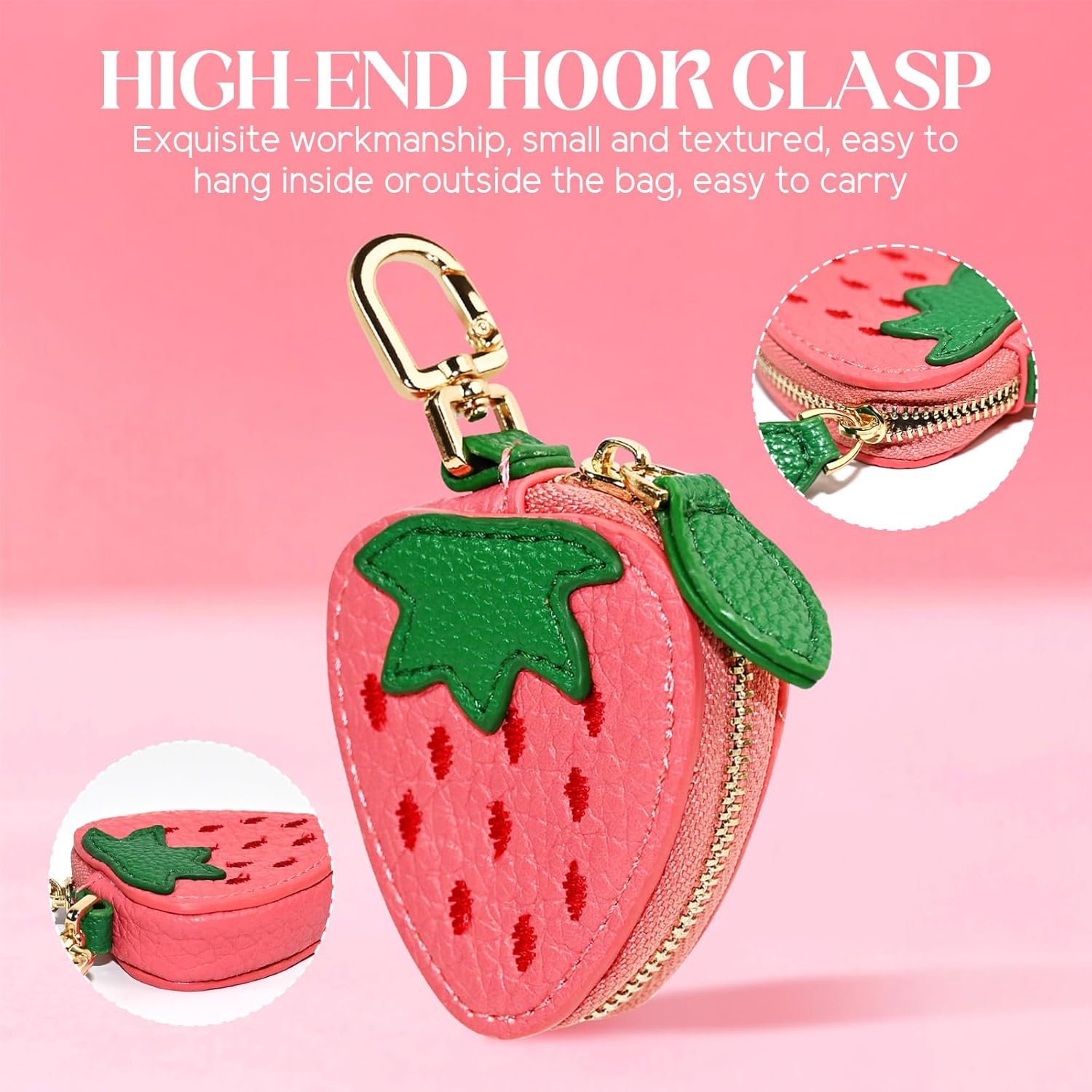 Private Label Fruit Coin Purse Keychain Custom Logo Cute Mini Leather Coin Pouch for Backpack Decoration Supplier Gift for Women Girls