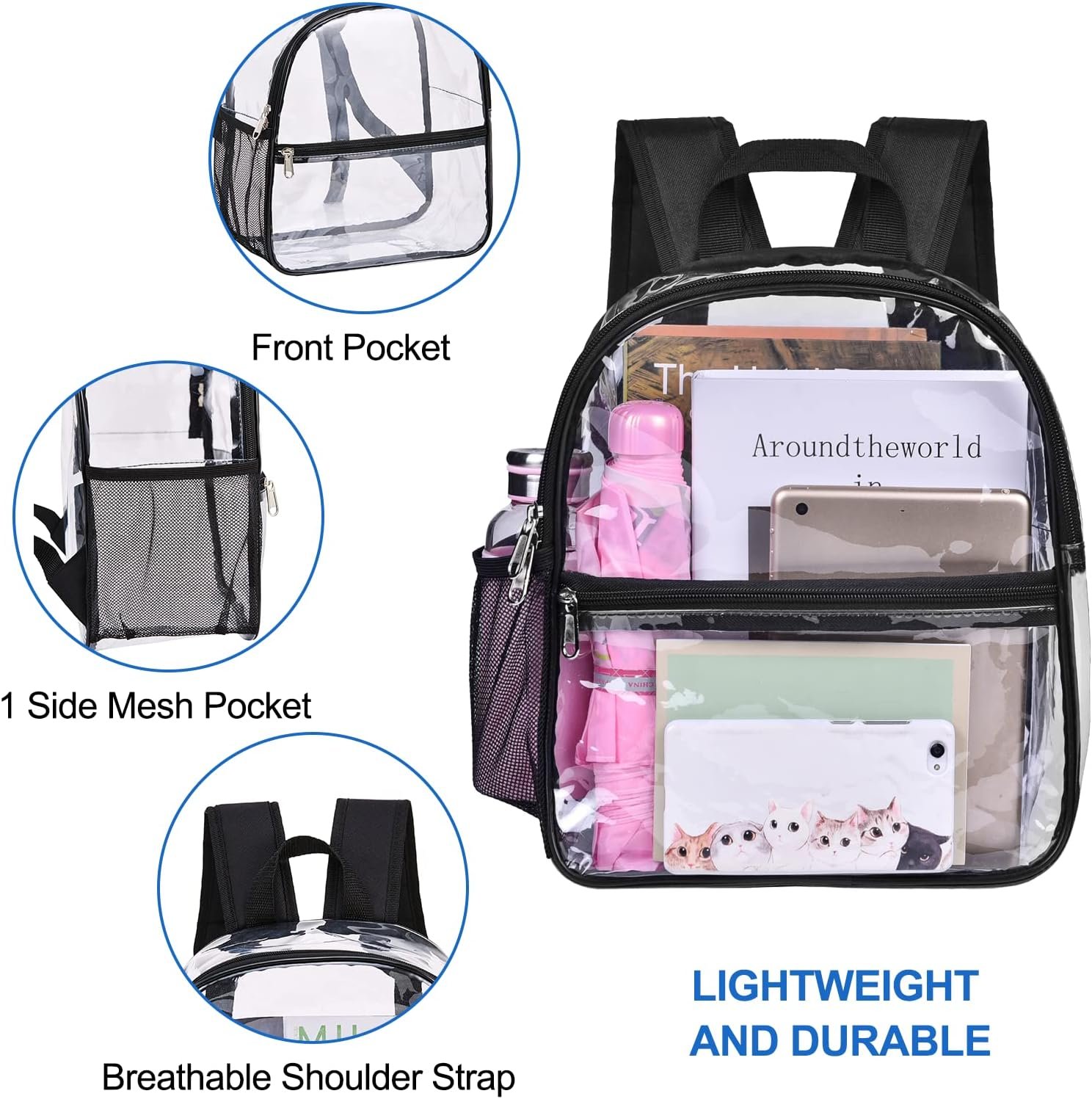 Custom Logo Stadium Approved Clear Backpack 12×6×12 Private Label Waterproof Bag for Concerts Sports Events Manufacturer