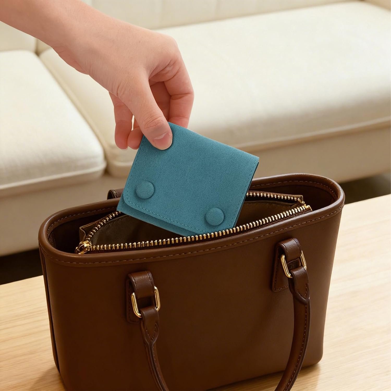 Private Label 4 Pieces Small Microfiber Jewelry Bags with 3 Compartments Custom Logo Lightweight Travel Organizer Rolls for Rings Earrings Bracelets Necklaces Manufacturer