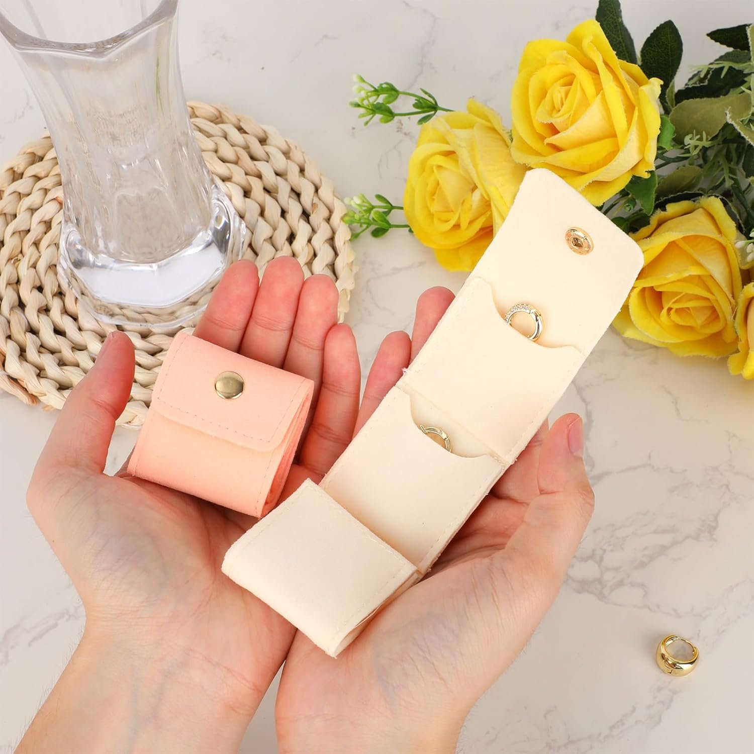 Manufacturer 3pcs Mini Travel Jewelry Bags Private Label Portable Foldable Pouch Roll Organizer with Buckle Custom Logo