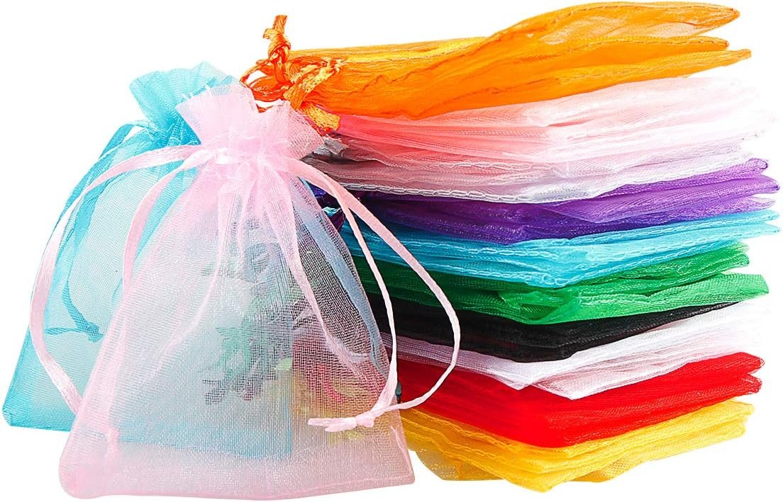Private Label 100PCS 3x4in Organza Mesh Drawstring Bags Custom Logo for Jewelry Candy Christmas Sachets Festivals Bathroom Soaps Makeup Wrapping Supplies Mixed Colors Manufacturer