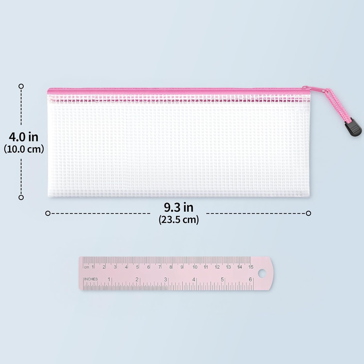 Private Label 24 Pack A6 (9.3 × 4.0 in) Waterproof Mesh Zipper Pouch Bags Custom Logo for School Supplies Cash Cosmetics Travel Organization Factory 8 Colors