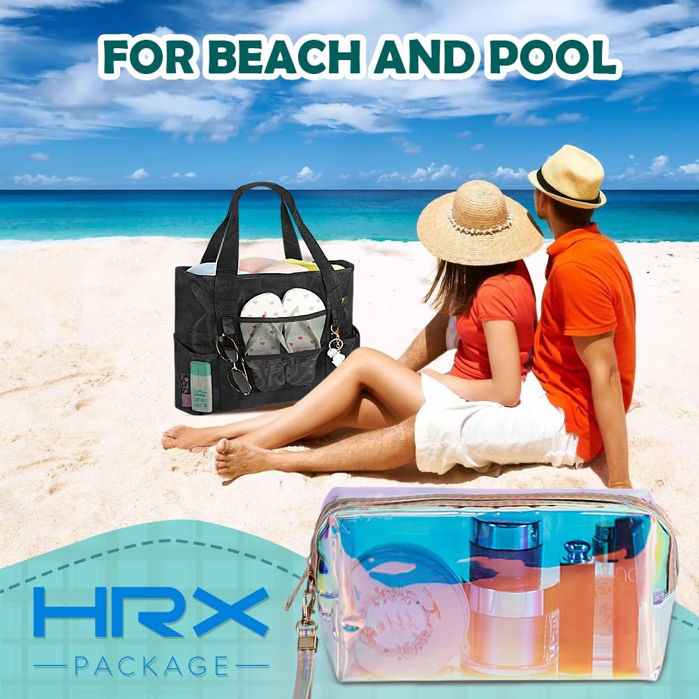 Private Label 2pcs Clear Iridescent Holographic Makeup Bag Custom Logo Travel Cosmetic Pouches Zipper Toiletry Organizer Case for Purse Diaper Beach Bag Manufacturer