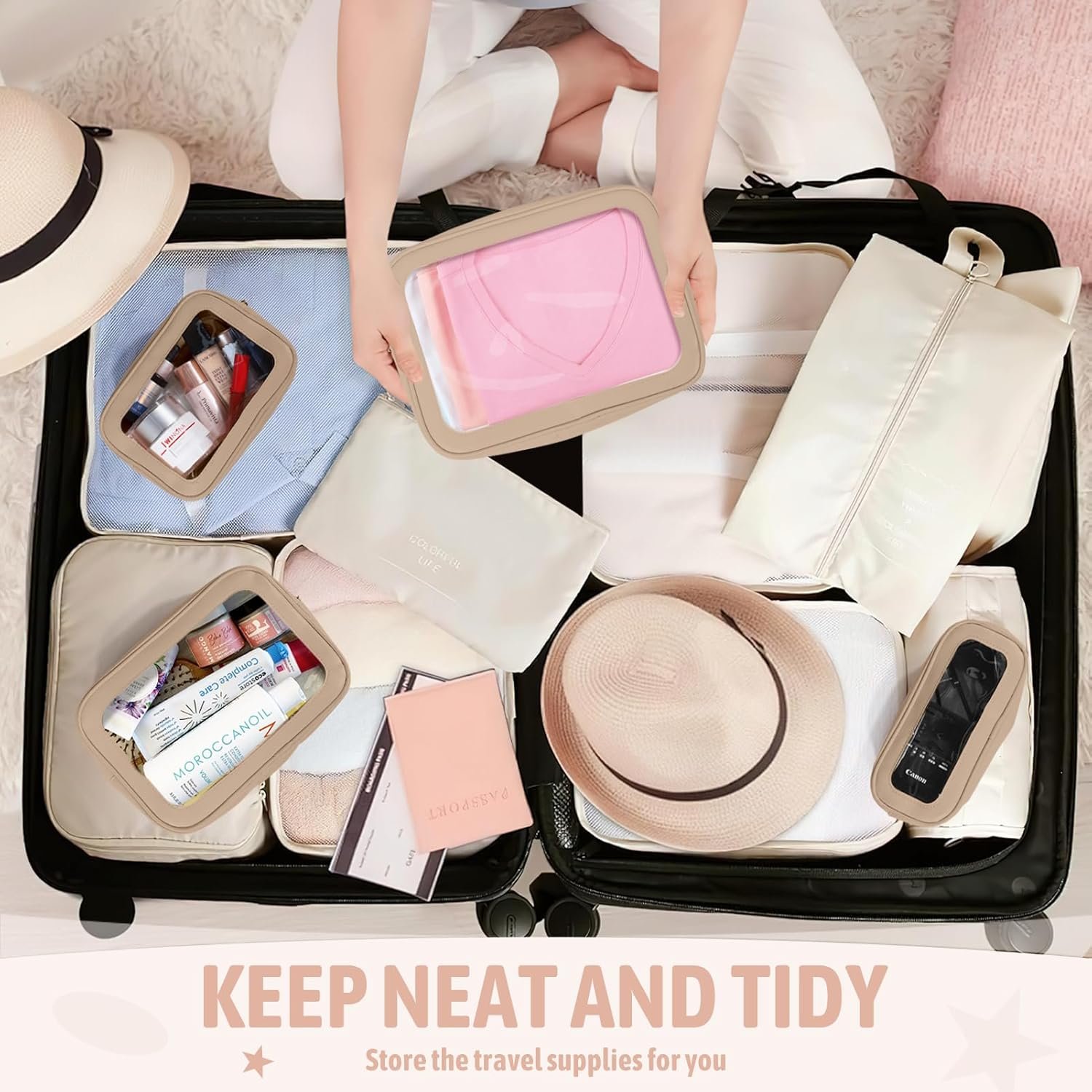 Private Label 5PCS TSA Approved Clear Toiletry Bags Custom Logo Zipper Travel Makeup Pouches for Cosmetics Toiletries Diaper Organizers Womens Purse Clear Car Bag Manufacturer