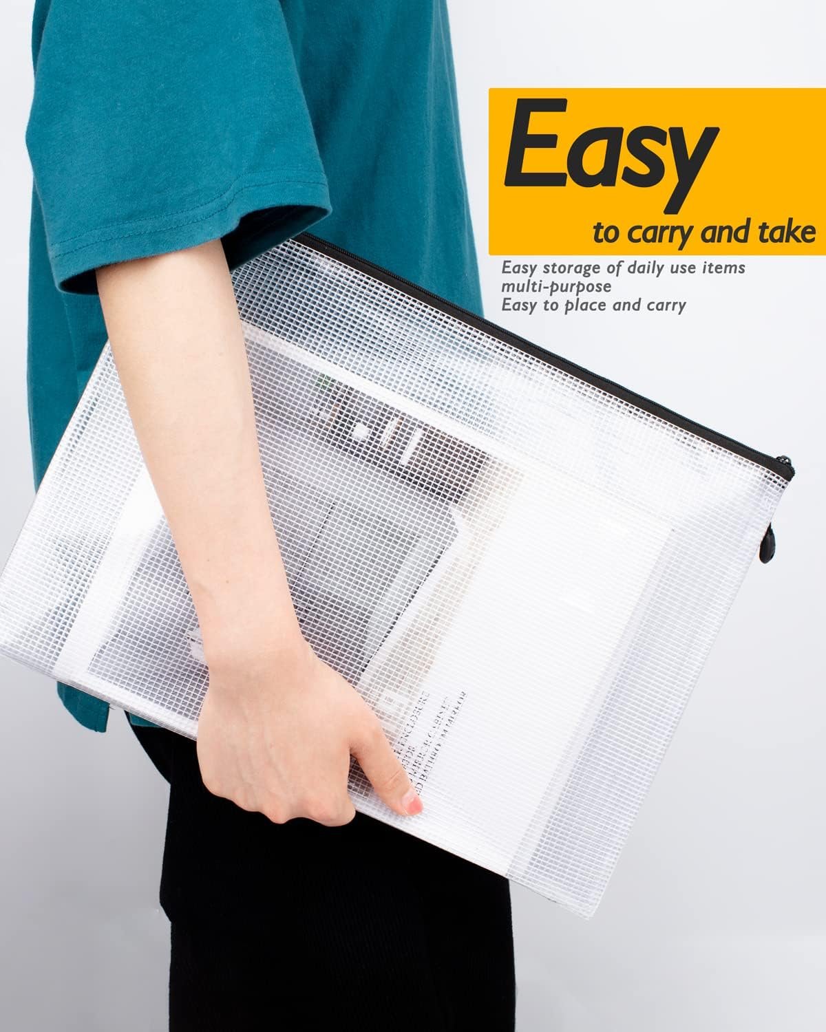 Private Label Extra Large Plastic Mesh Zipper Pouches 6.8x9.2in Black 12 Packs with Custom Logo Water-Resistant for School Office Supplies Puzzles Games Organizing Storage from Manufacturer