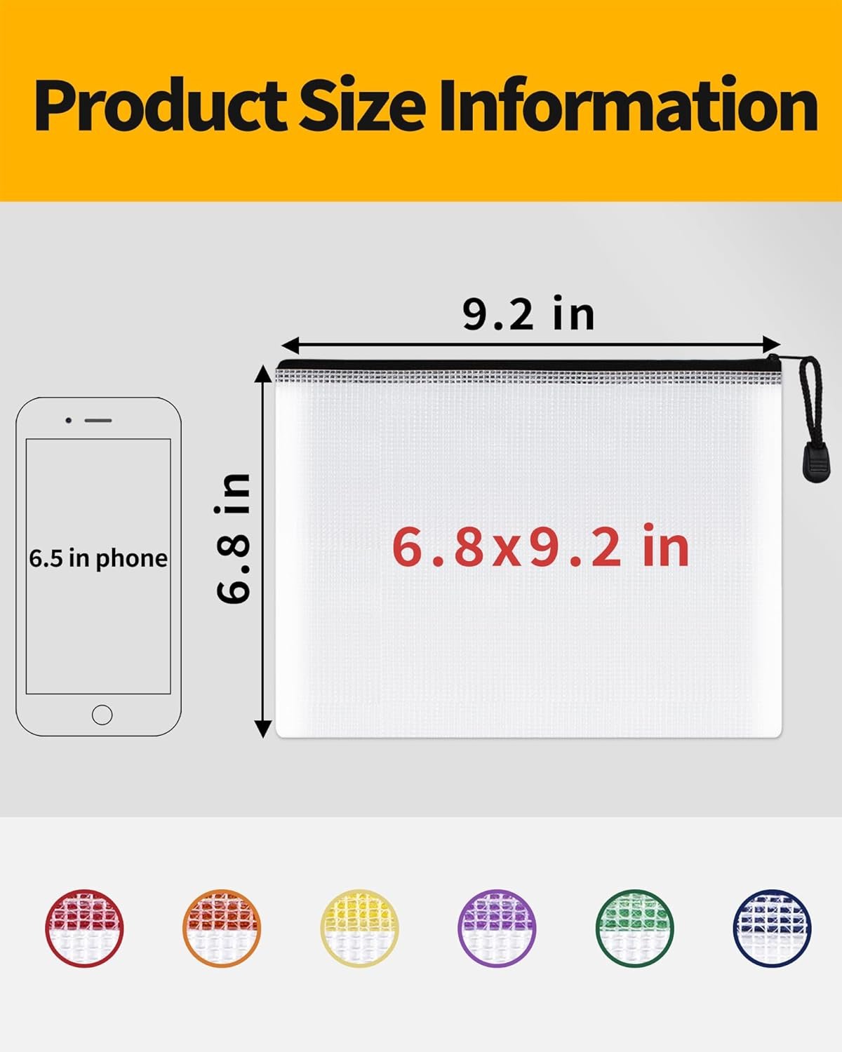 Private Label Extra Large Plastic Mesh Zipper Pouches 6.8x9.2in Black 12 Packs with Custom Logo Water-Resistant for School Office Supplies Puzzles Games Organizing Storage from Manufacturer