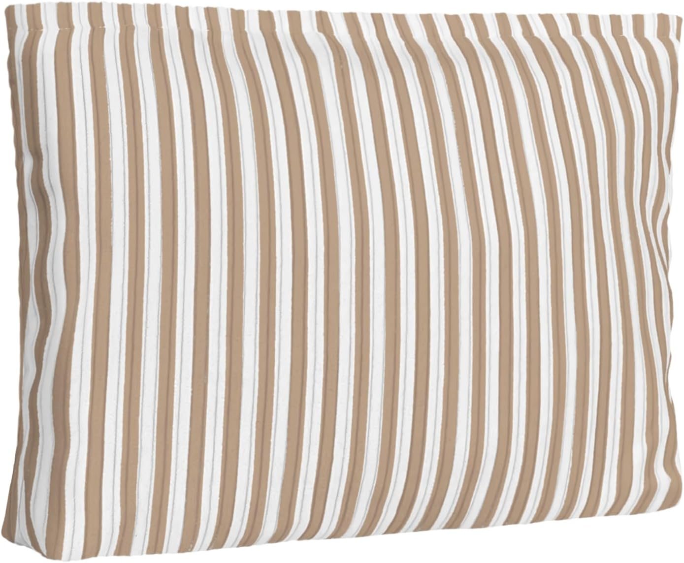 Private Label Cute Brown Beige Vertical Striped Small Makeup Pouch Manufacturer for Women Zipper Cosmetic Travel Toiletry Custom Logo