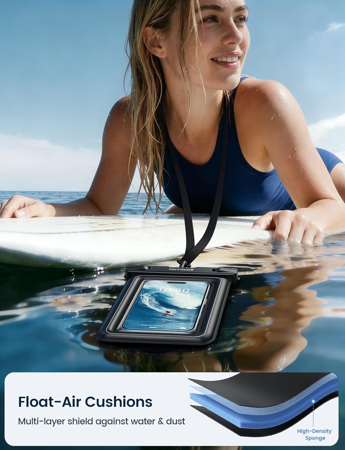 Private Label IP68 Floating Waterproof Phone Pouch [2 Pack][Anti-Pop Lock] Dustproof Dry Bag Case with Custom Logo Lanyard Beach Cruise Essentials for iPhone 17 16 15 Pro Max Galaxy S25 4-7.5 Inch - Manufacturer