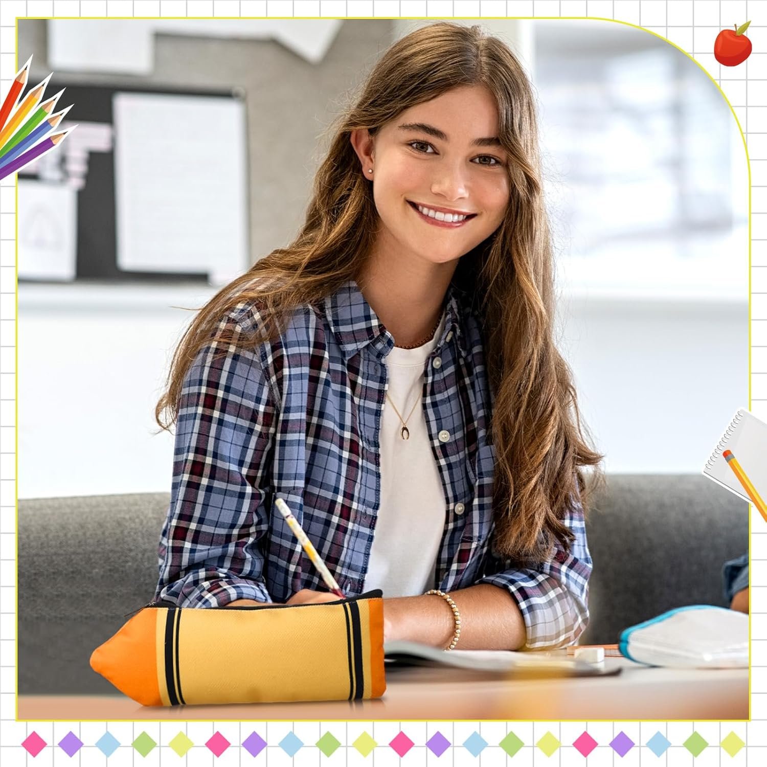 Factory 6 Pcs Bulk Colorful Kawaii Cute Crayon Shaped Pencil Pouches with Zipper Private Label Aesthetic Organizers Custom Logo for Office Supplies