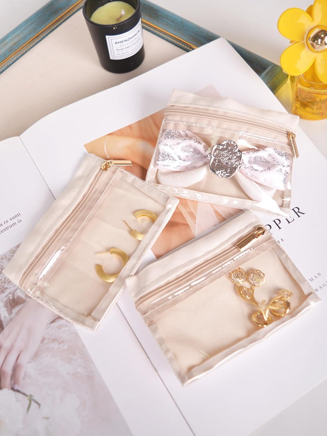 Custom Logo Zipper Jewelry Pouch Bags Private Label Gift Bags for Women and Girls 15 Pcs Manufacturer