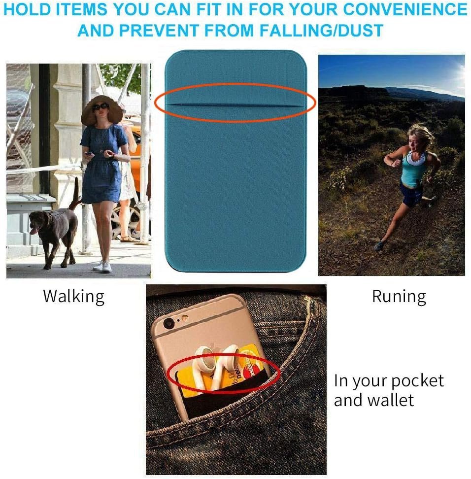 Manufacturer 3Pack Stretchy Self-Adhesive Cell Phone Back Card Holder Wallet Pockets Private Label for Credit Cards ID with Custom Logo Dark Green Blue Gray Black