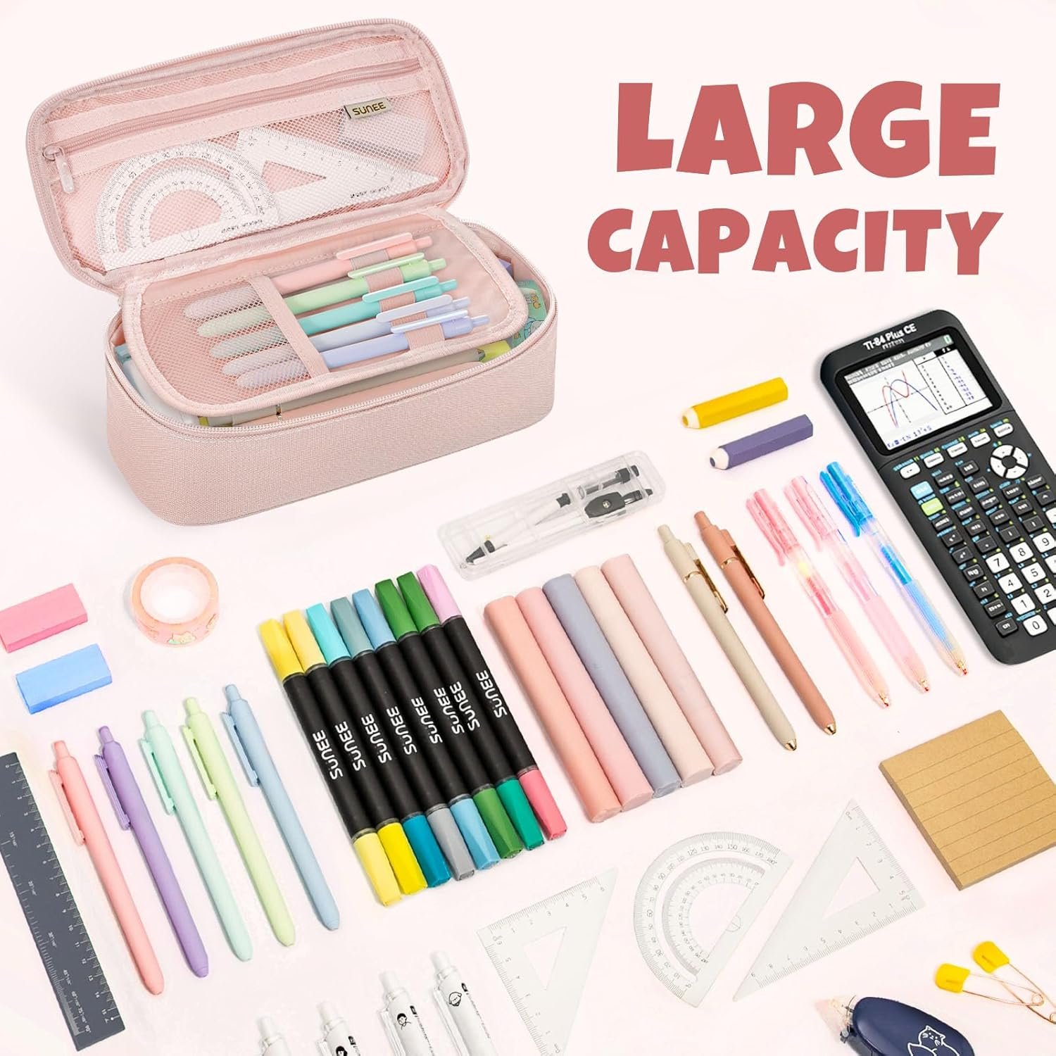 Custom Logo Large Capacity 900D Oxford Pencil Case Cute Pencil Pouch Private Label Big Storage Office Stationery Organizer Zipper Pen Makeup Bag Manufacturer Back to School Supplies Pink for Teens Women Men