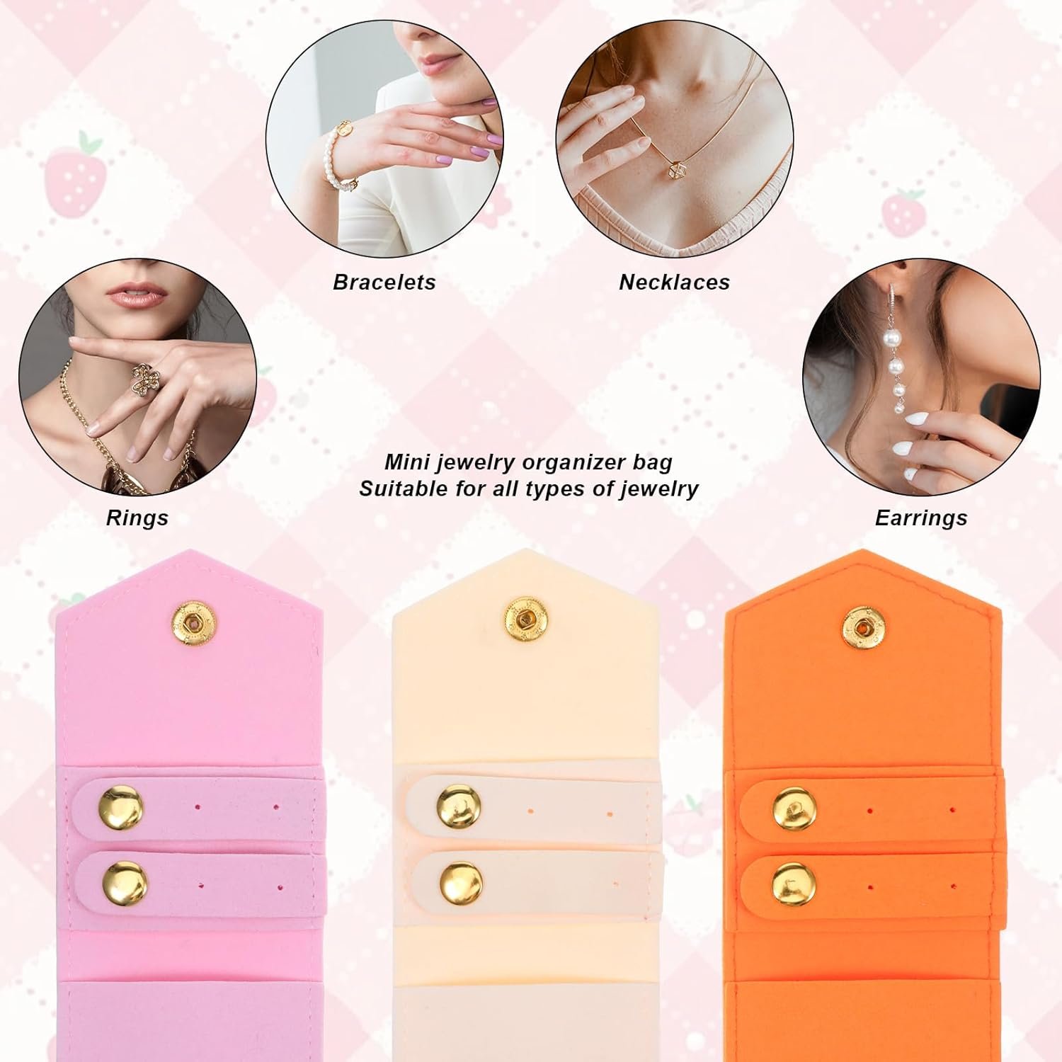 Private Label 3 PCS Mini Travel Jewelry Pouches with Custom Logo Buckle Portable Foldable for Rings Necklaces Earrings Bracelets Manufacturer