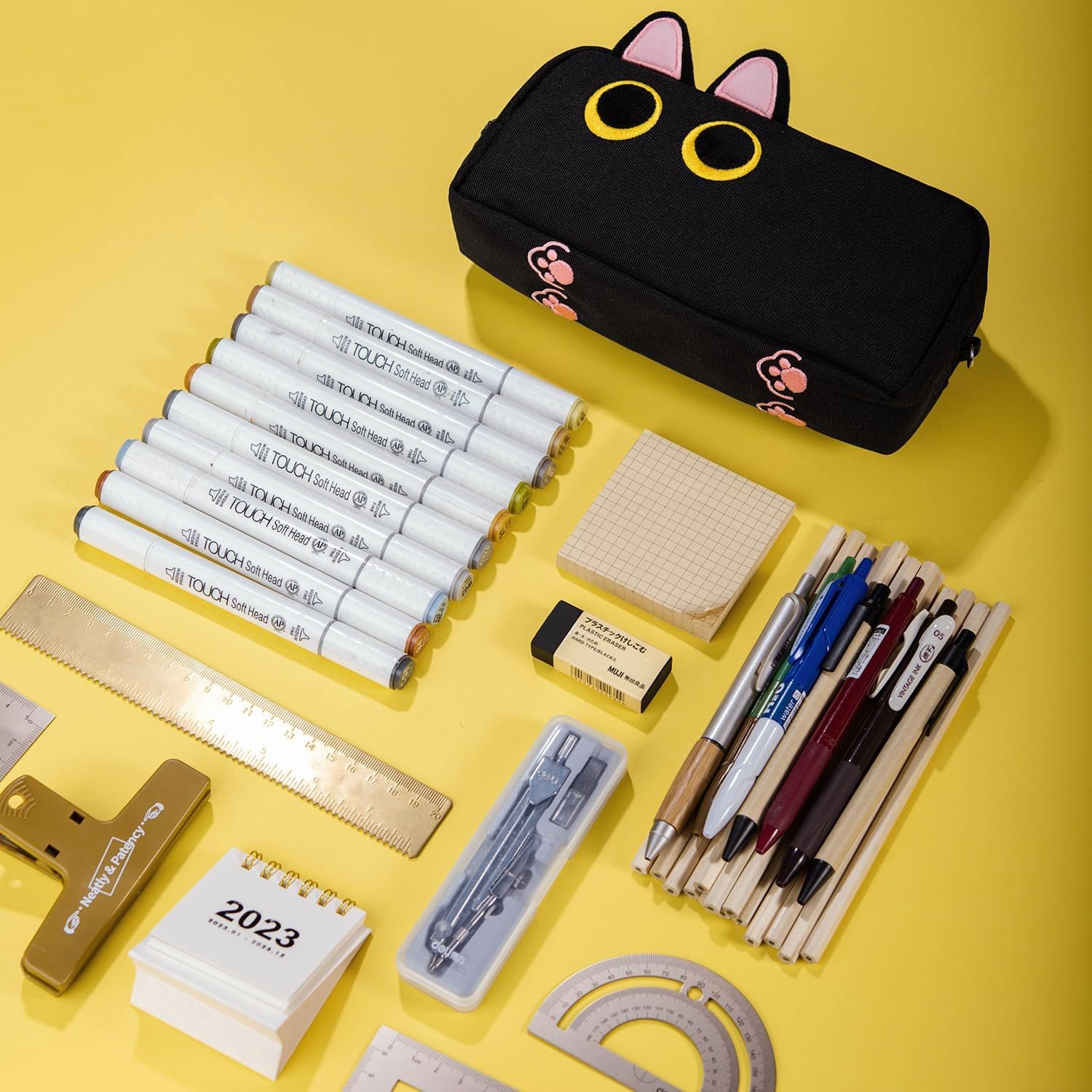 Private Label Large Capacity 3D Cat Pencil Case Custom Logo Pen Bag Pouch Organizer Supplier for Office College School
