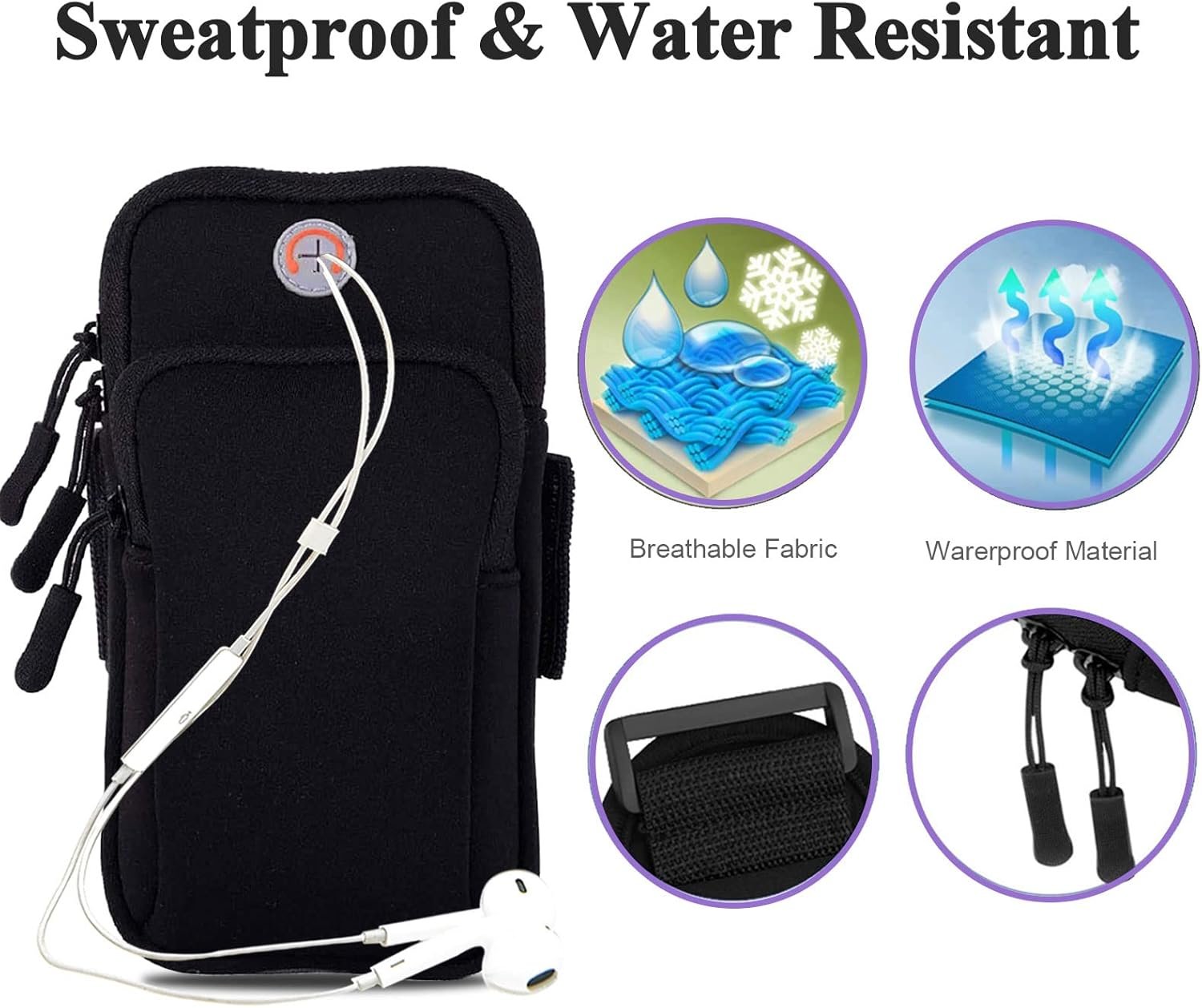 Private Label Running Armband Phone Holder Custom Logo Pouch Sleeve Gym Sports Hiking Black Manufacturer