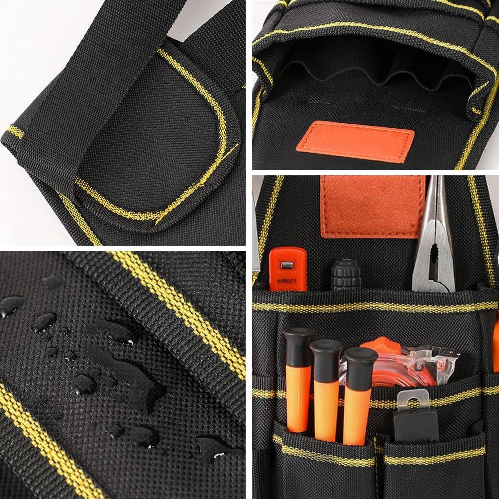 Private Label Small Tool Pouch with Belt Clip, Custom Logo Electrician Carpenter Construction Tool Belt for Men, Manufacturer Adjustable Utility 7 Pocket Organizer