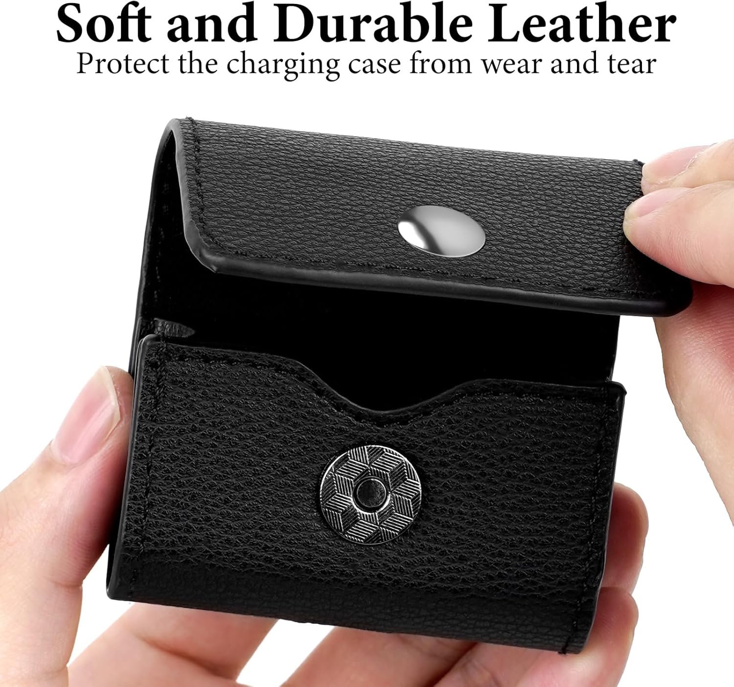 Custom Logo Belt Clip Leather Protective Case Compatible with Apple AirPods Pro 3/2 AirPods 4 Manufacturer Holster Pouch with Belt Loop for Bag Strap Travel Private Label Black